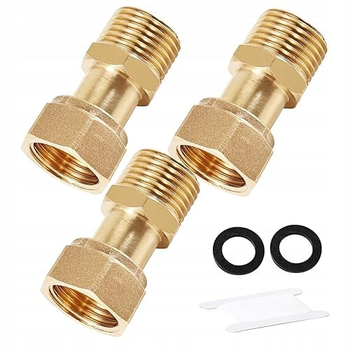 BRASS SCREW FITTINGS G3/4 MOVABLE FOR PIPES WATER METER 3 PCS. steel