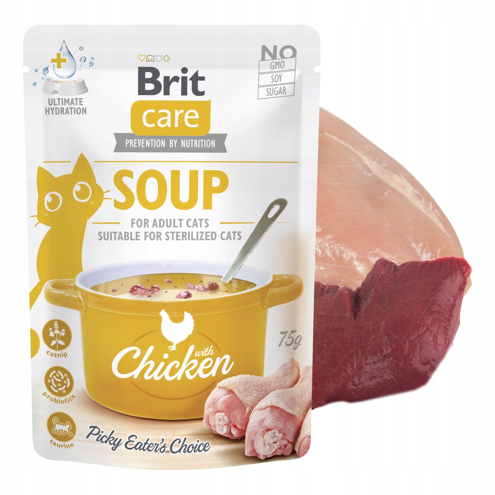 BRIT CARE SOUP wet cat food mix of flavors 15 x 75g Brand Brit