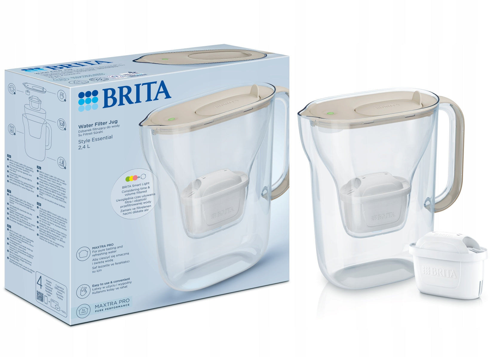 BRITA Style Essential Filter Jug Beige with 3 Filter Cartridges Packaging status original