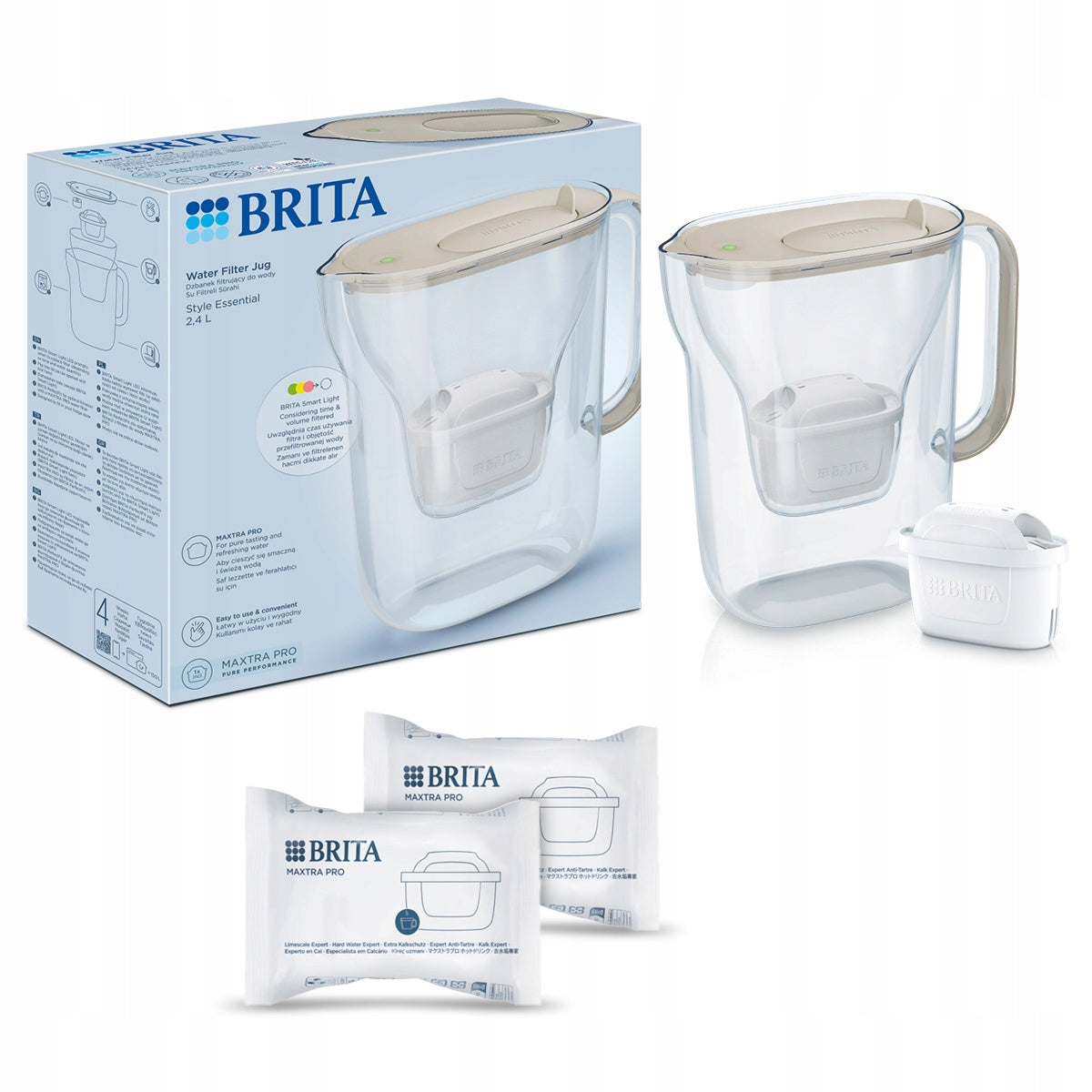BRITA Style Essential Filter Jug Beige with 3 Filter Cartridges