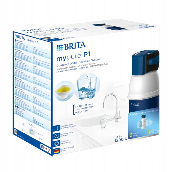 BRITA Undersink water filtration system mypure P1 with cartridge P1000 Model On Line Active Plus