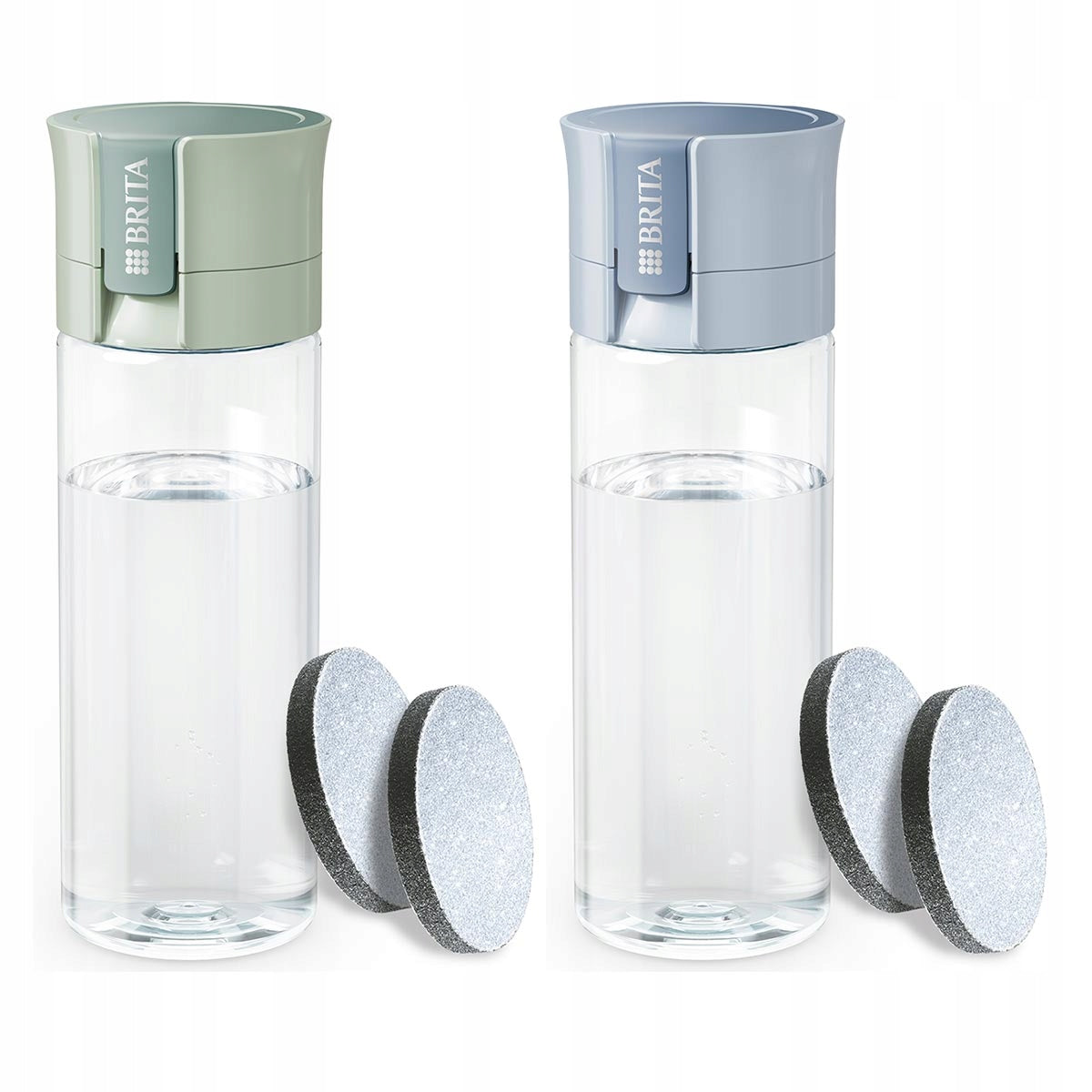BRITA VITAL bottle set green blue and 4 cartridges MicroDisc filters