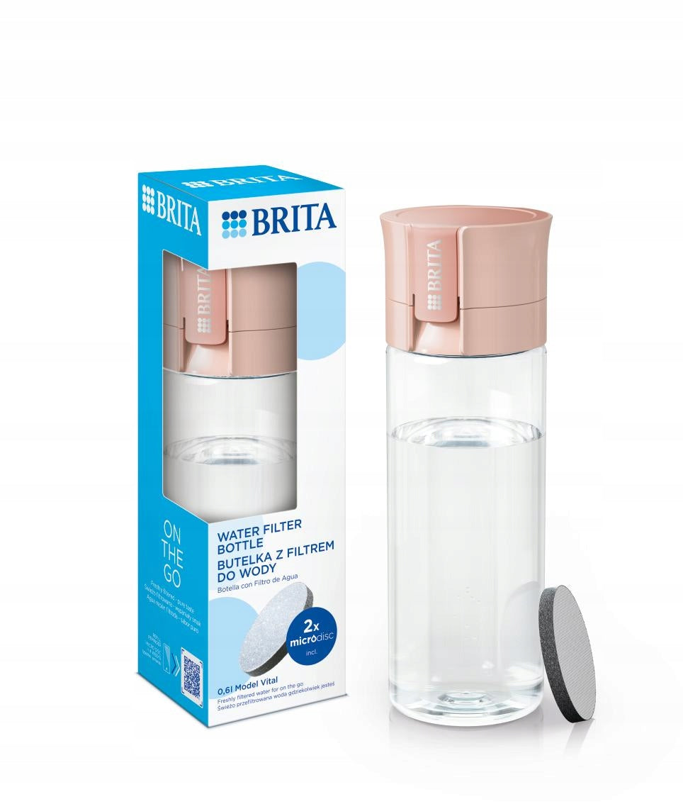BRITA filter bottle Vital Pastel peach + 2 MicroDisc filters
