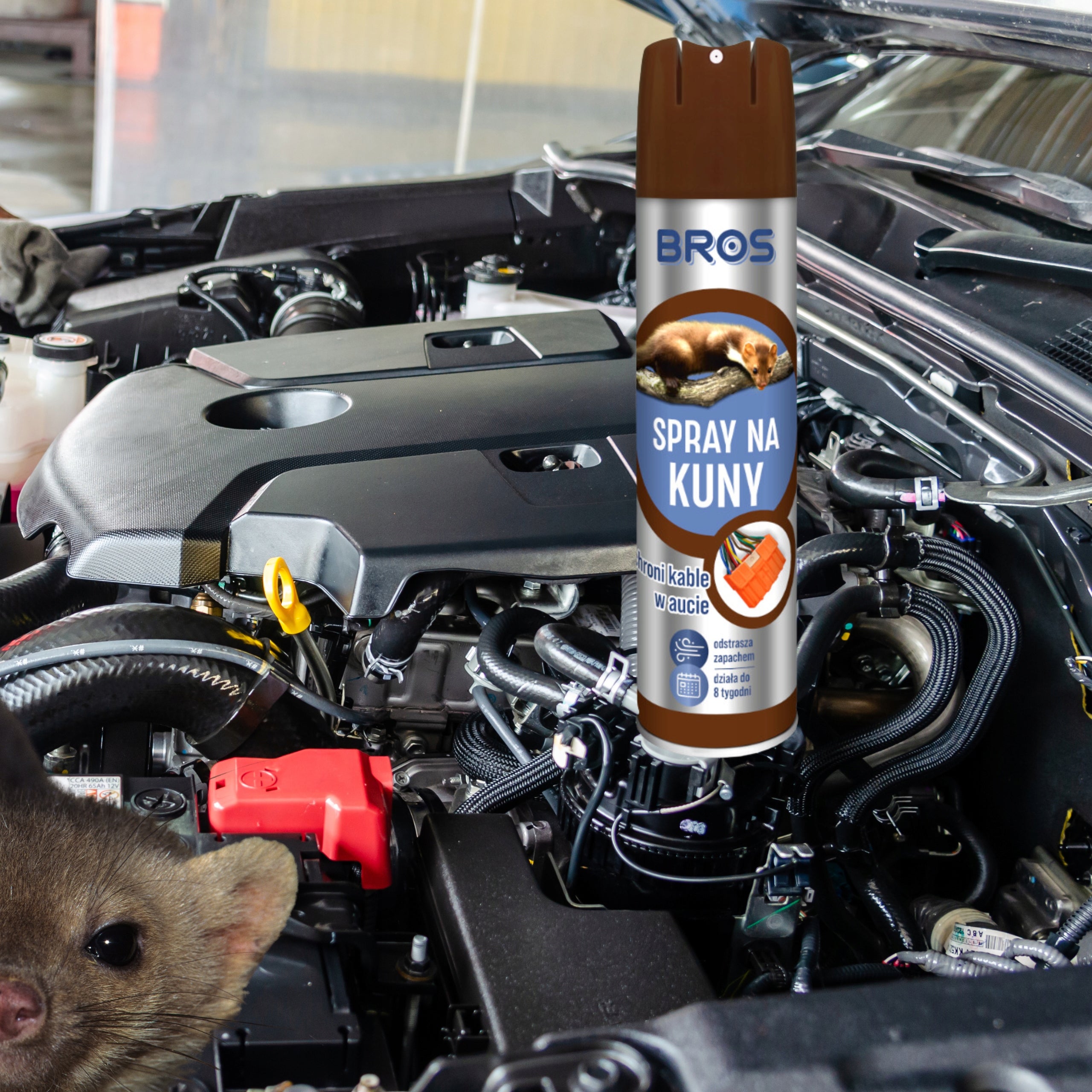 BROS MARTEN SPRAY MARTENS DETERRENT FOR CAR CABLE PROTECTION 400ml Batteries included no