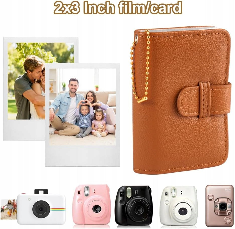 BROWN MINI PHOTO ALBUM 32 POCKETS WITH KEYRING Model Instax Mini