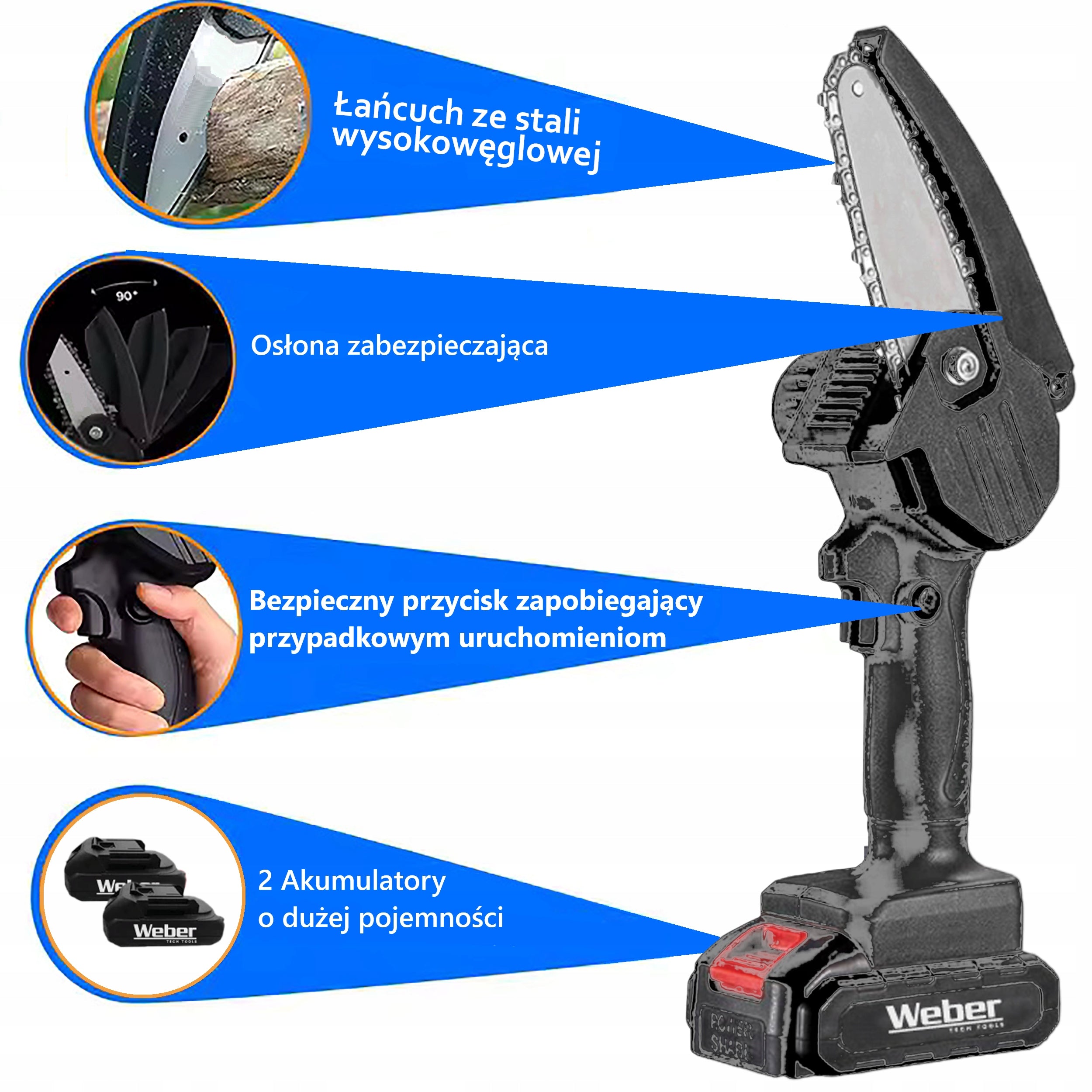 BRUSHLESS CORDLESS CHAINSAW 4” 2xAKU 21V BRANCH SAW Brand no brand