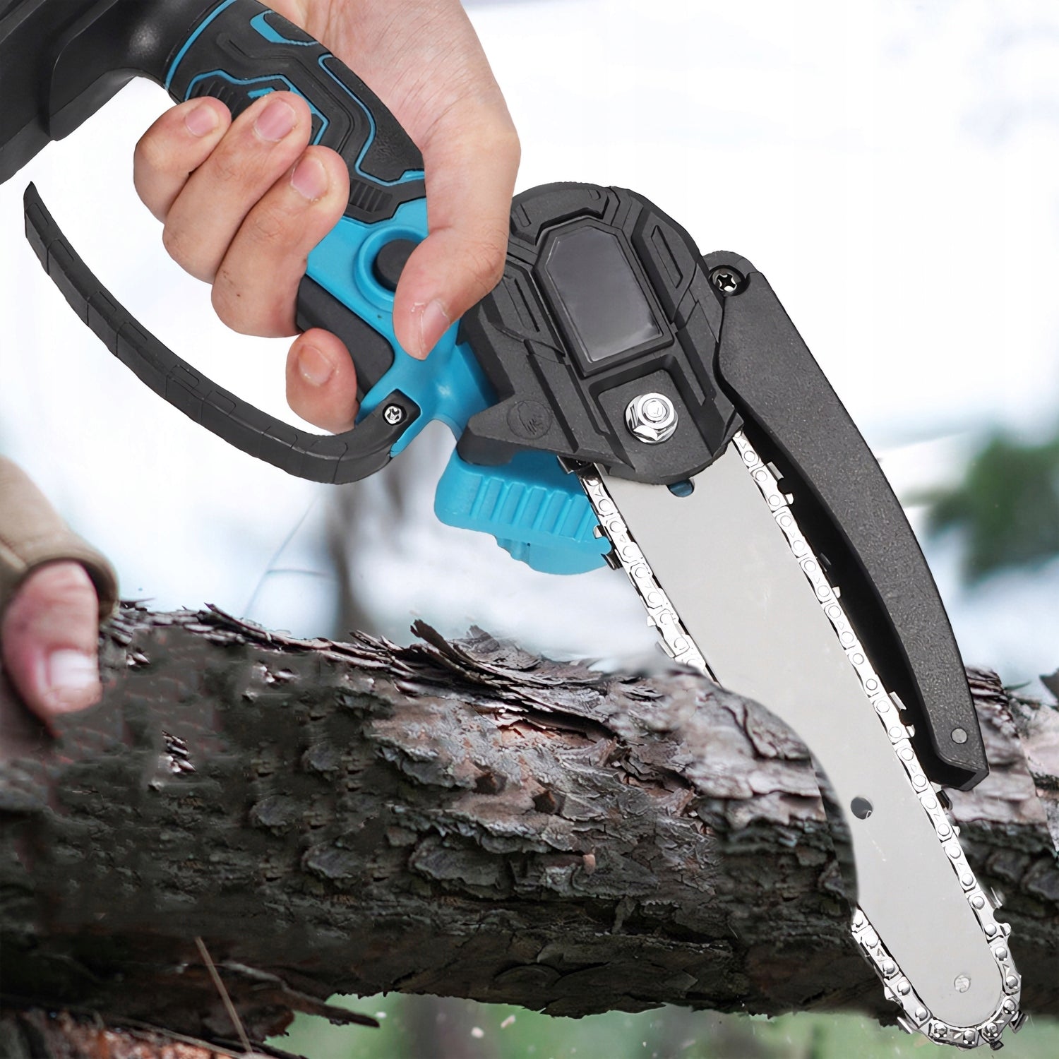 BRUSHLESS CORDLESS CHAINSAW 6” 2xAKU 21V BRANCH SAW Chain pitch ('') 1/4"