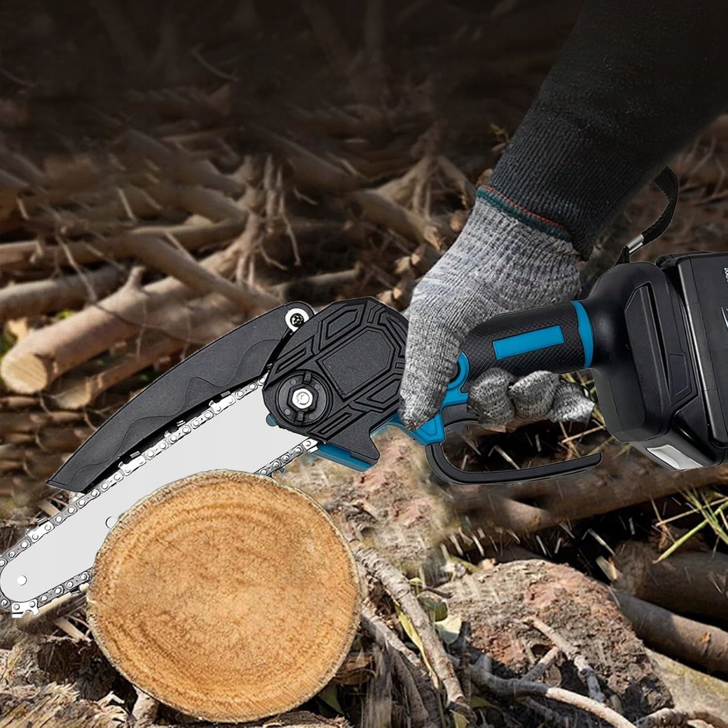 BRUSHLESS CORDLESS CHAINSAW 6” 2xAKU 21V BRANCH SAW Power supply rechargeable battery
