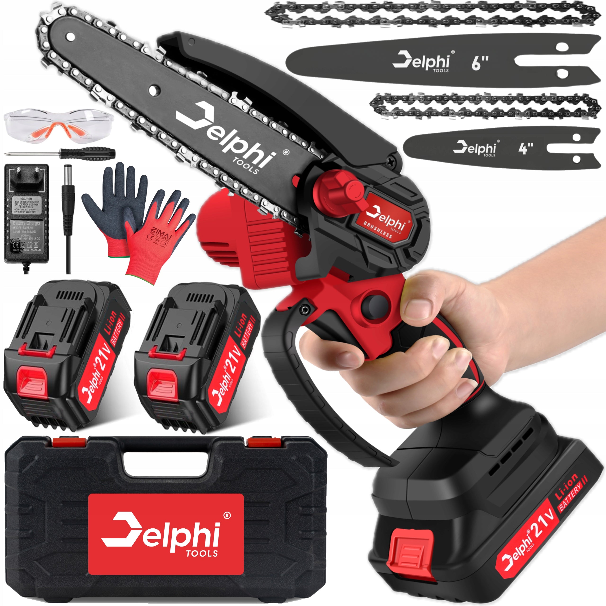 BRUSHLESS CORDLESS CHAINSAW 6” 2xAKU 21V BRANCH SAW