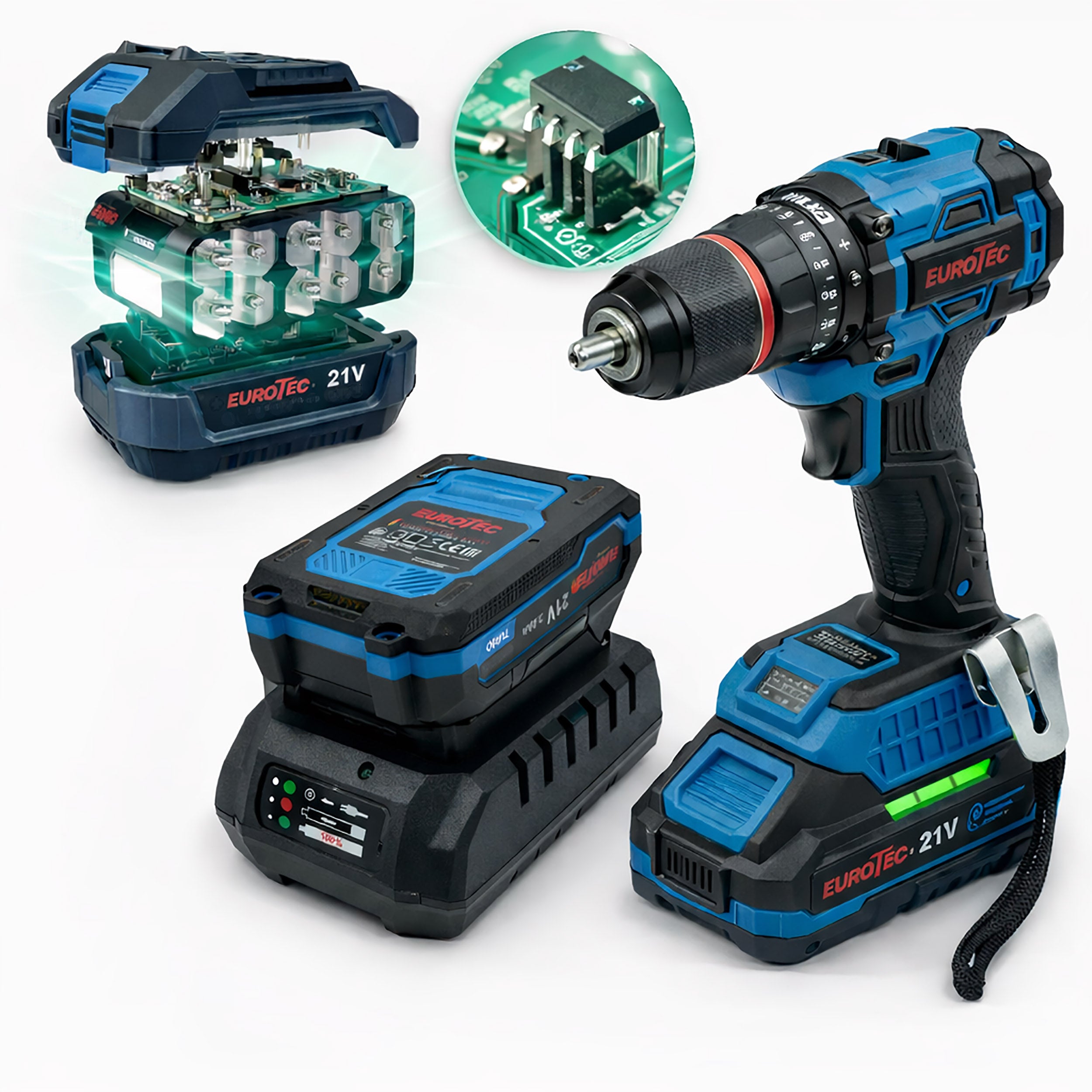 BRUSHLESS CORDLESS DRILL + 2X AKU + CHARGER SET Voltage (V) 21 V