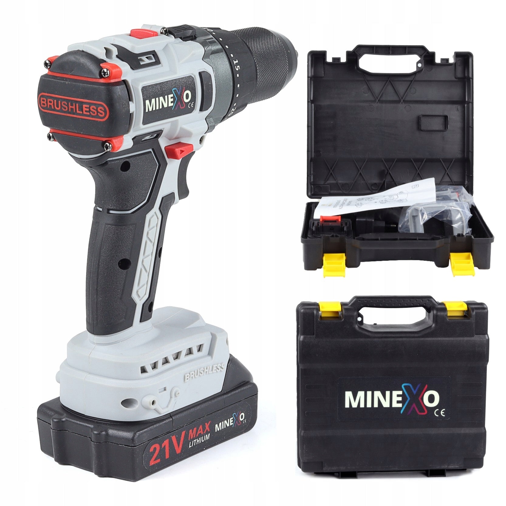 BRUSHLESS CORDLESS IMPACT DRILL 21V SET SUITCASE Motor type brushless motor