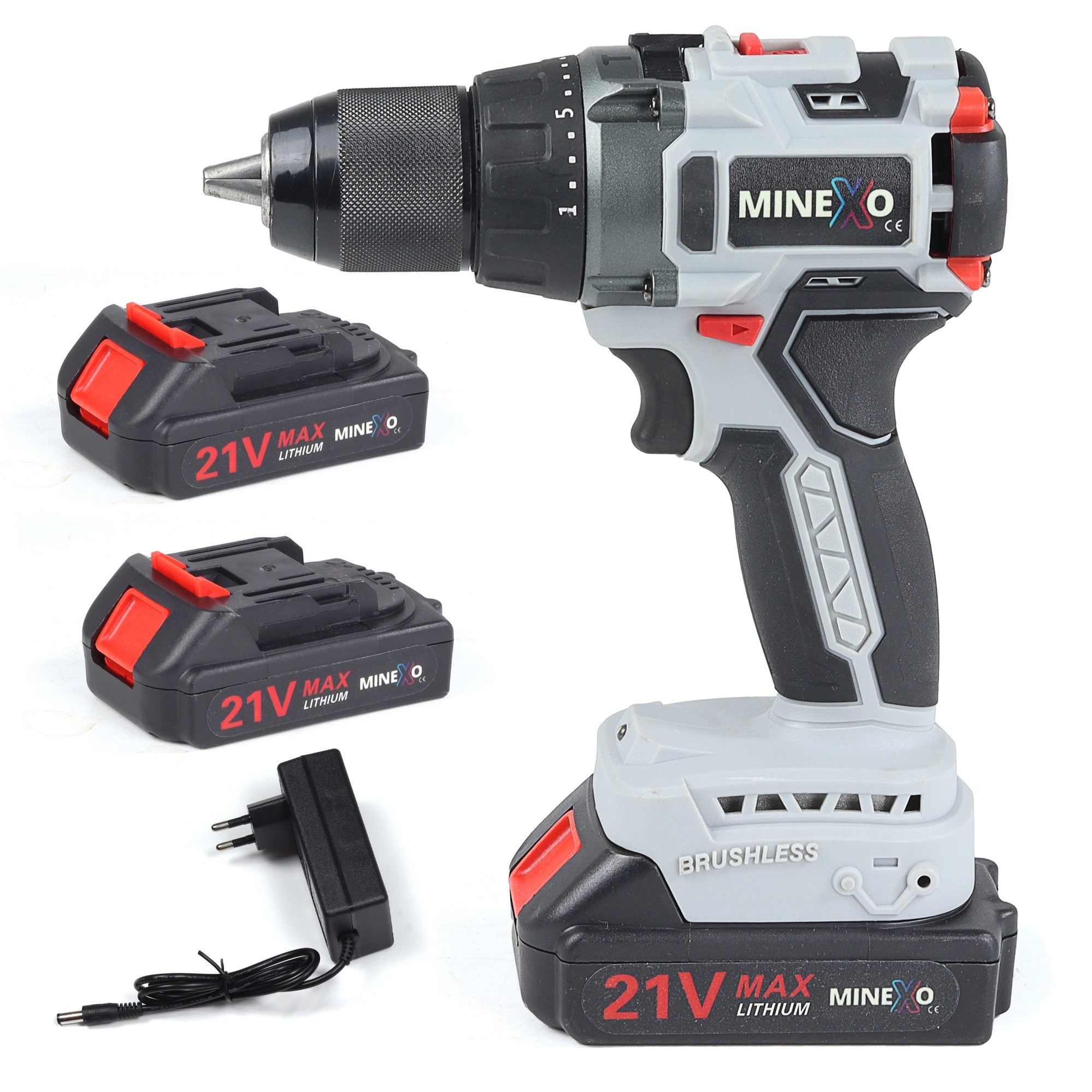 BRUSHLESS CORDLESS IMPACT DRILL 21V SET SUITCASE