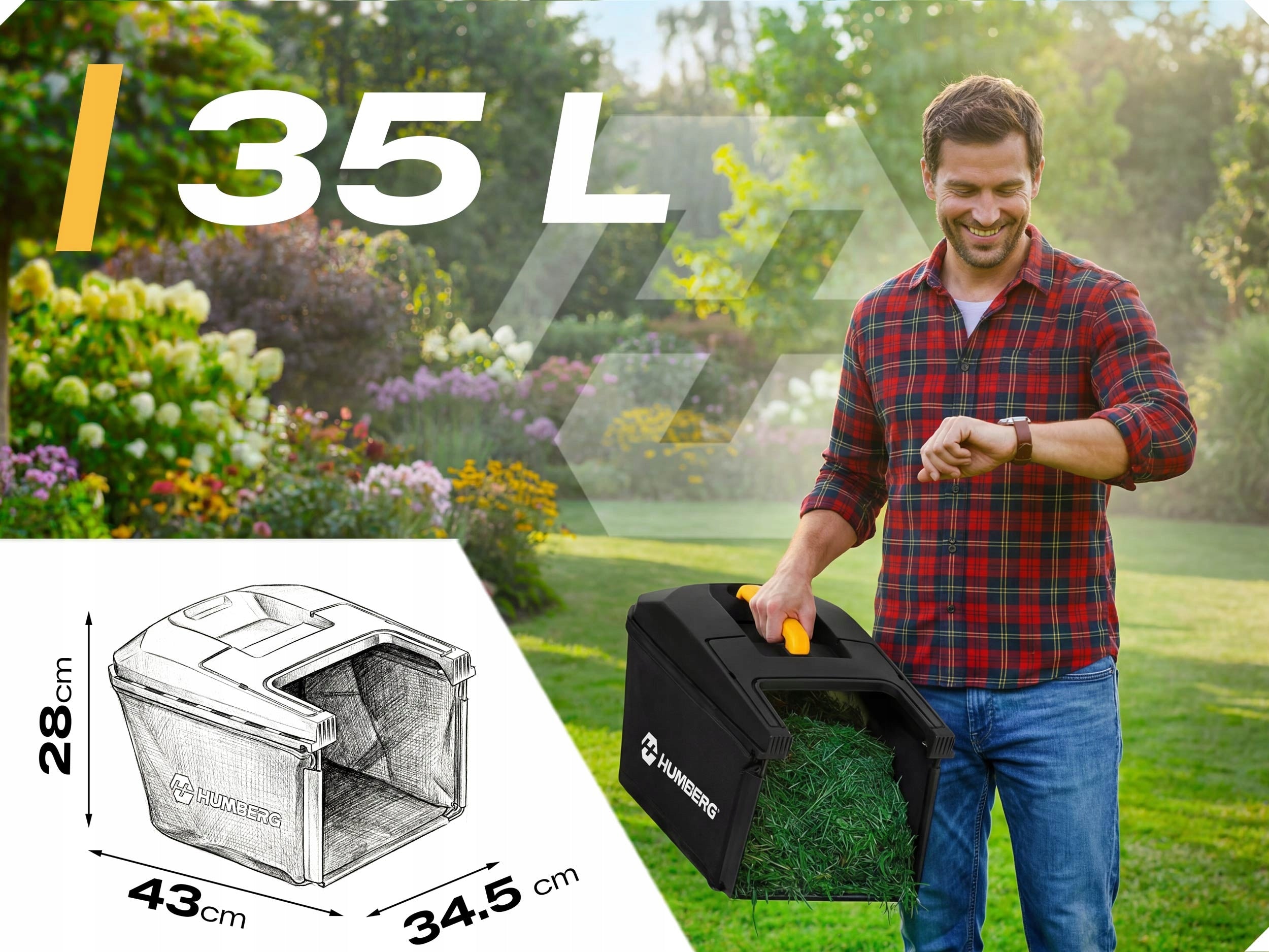 BRUSHLESS CORDLESS MOWER AKU LIGHT STRONG 33cm HUMBERG Brand HUMBERG