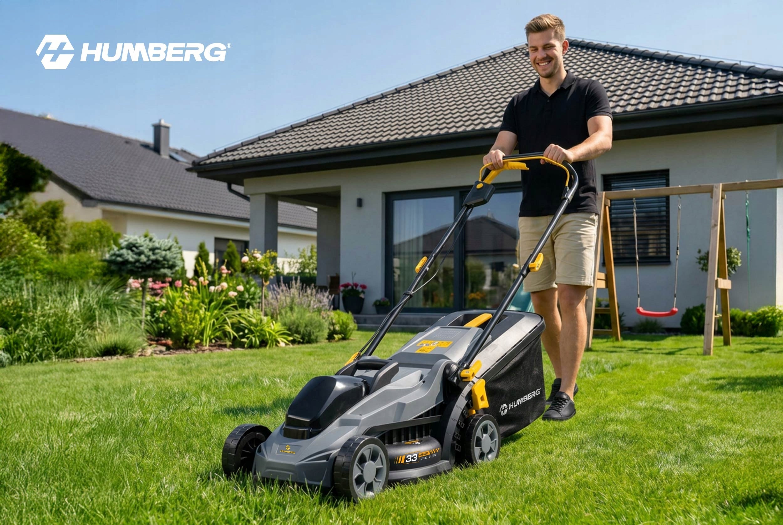 BRUSHLESS CORDLESS MOWER AKU LIGHT STRONG 33cm HUMBERG Mowing width 33 cm