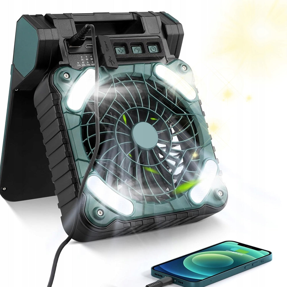 BRUSHLESS TOURIST FAN 10400MAH LED LIGHT 4 SPEED Brand no brand