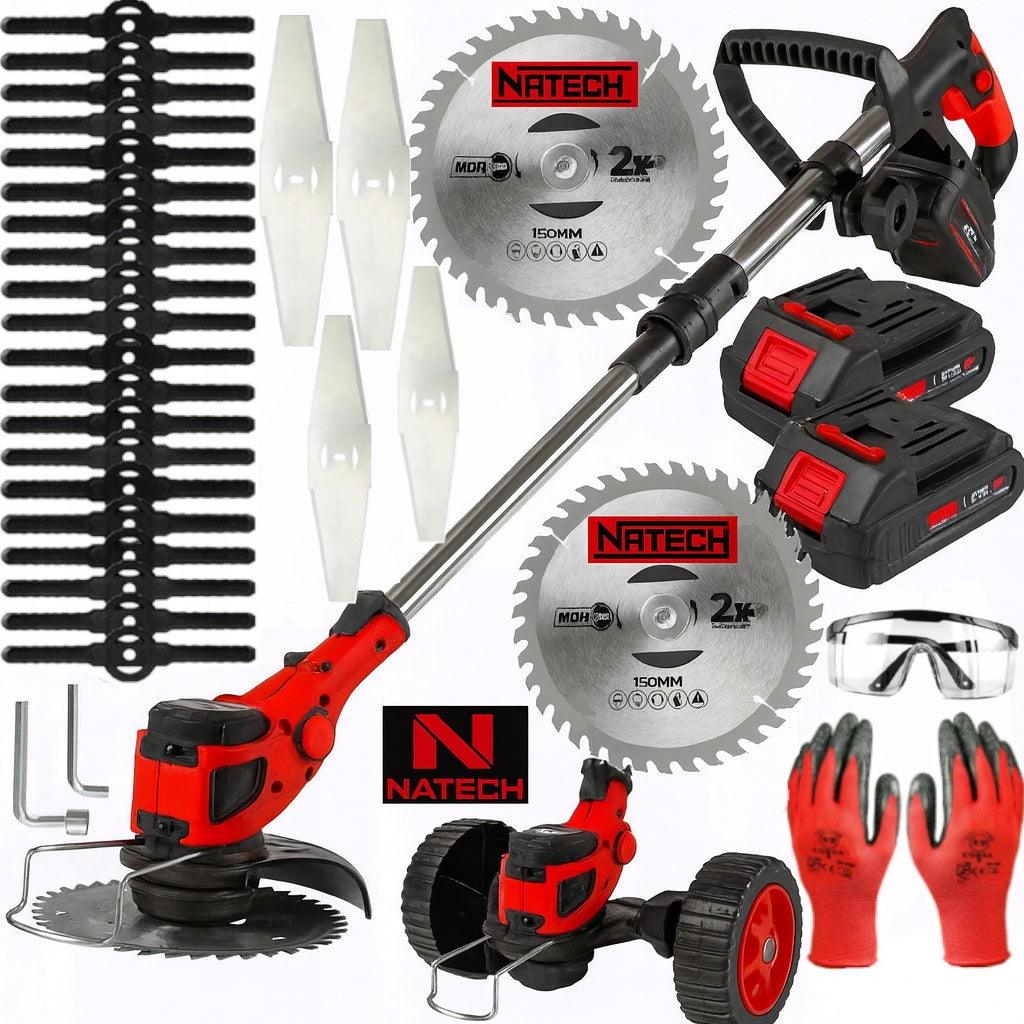 BRUSHLESS TRIMMER 1000W SCYTHE CORDLESS BRUSH CUTTER 2 AKU RICH