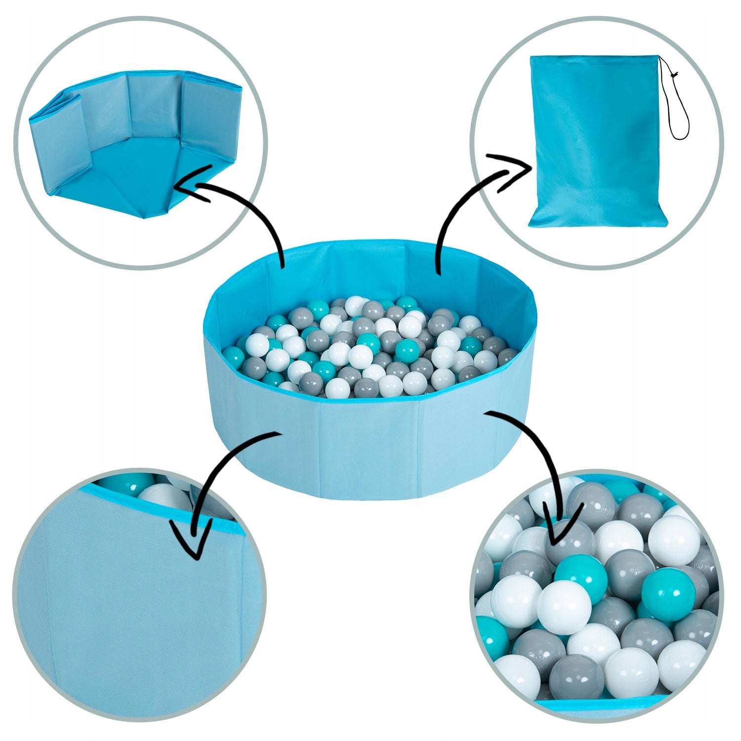 BS-100X Dry blue swimming pool with balls 6cm/200 Product width 80 cm