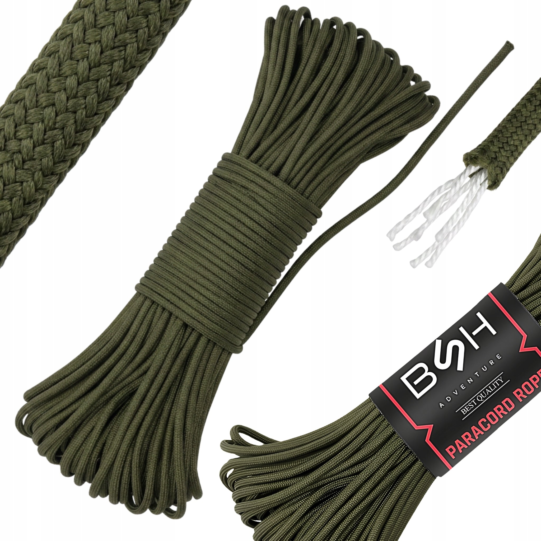 BSH - SUPER STRONG DURABLE PARACORD SURVIVAL CORD GREEN 30 M / 180 KG