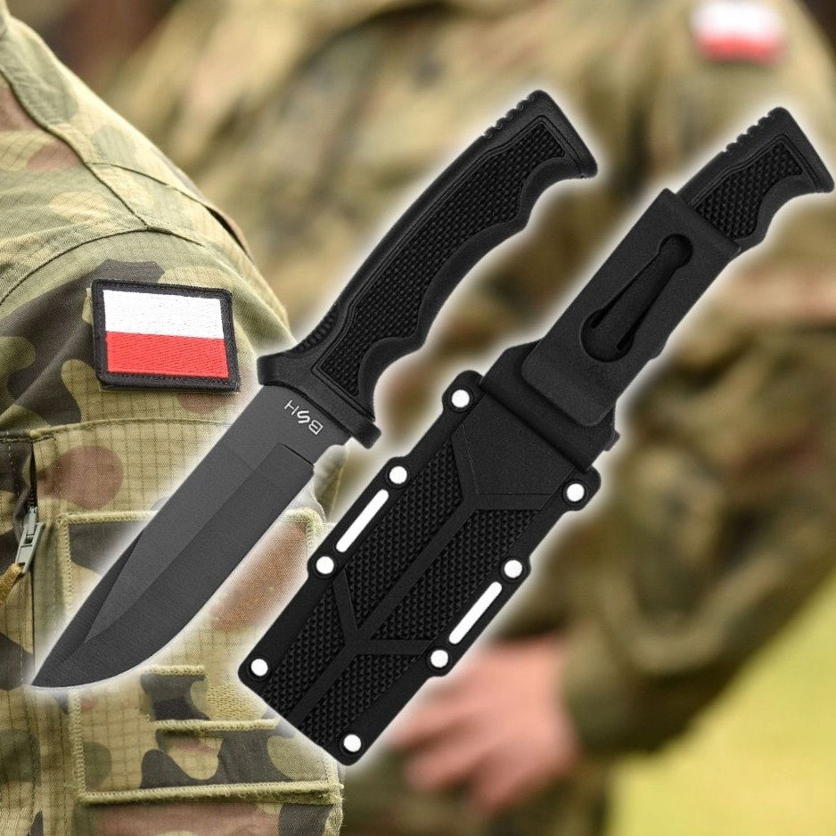 BSH TACTICAL HUNTING KNIFE MILITARY SURVIVAL HIKING + COVER Manufacturer code WĘDKARSKI SURVIVAL MILITARNY BAGNET MACZETA