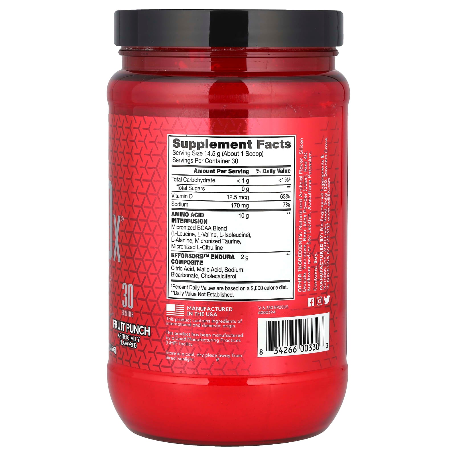 BSN, AminoX, Endurance & Recovery, fruit punch, 435 g Expiration date at least 3 months from the date of purchase