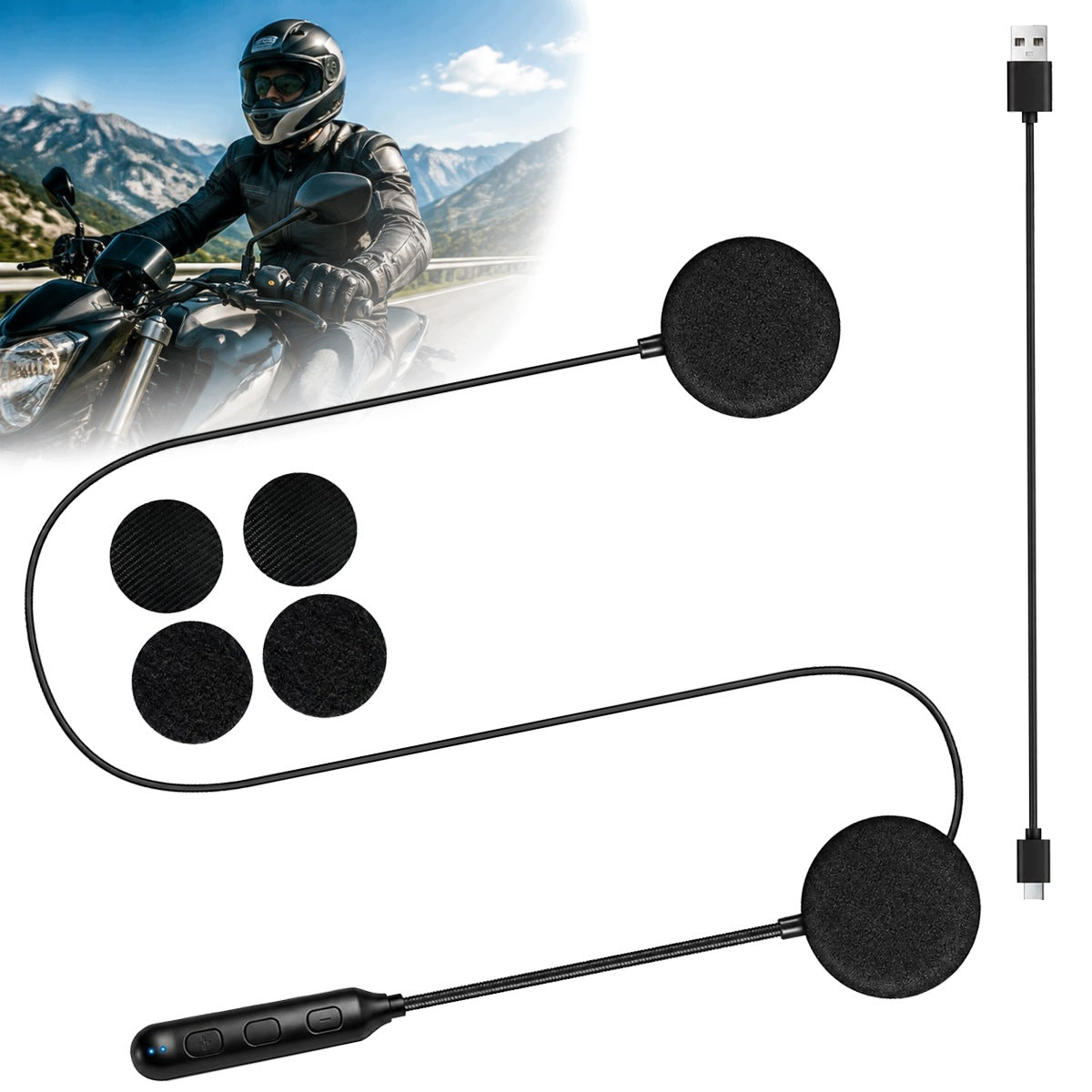 BT5.3 MOTORCYCLE HELMET HEADPHONES NOISE CANCELLING HANDSFREE