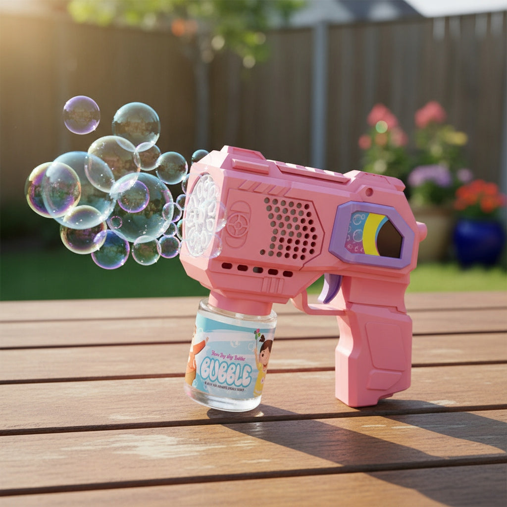 BUBBLE GUN BATTERY OPERATED SOAP BUBBLE MAKING MACHINE + LIQUID Brand no brand