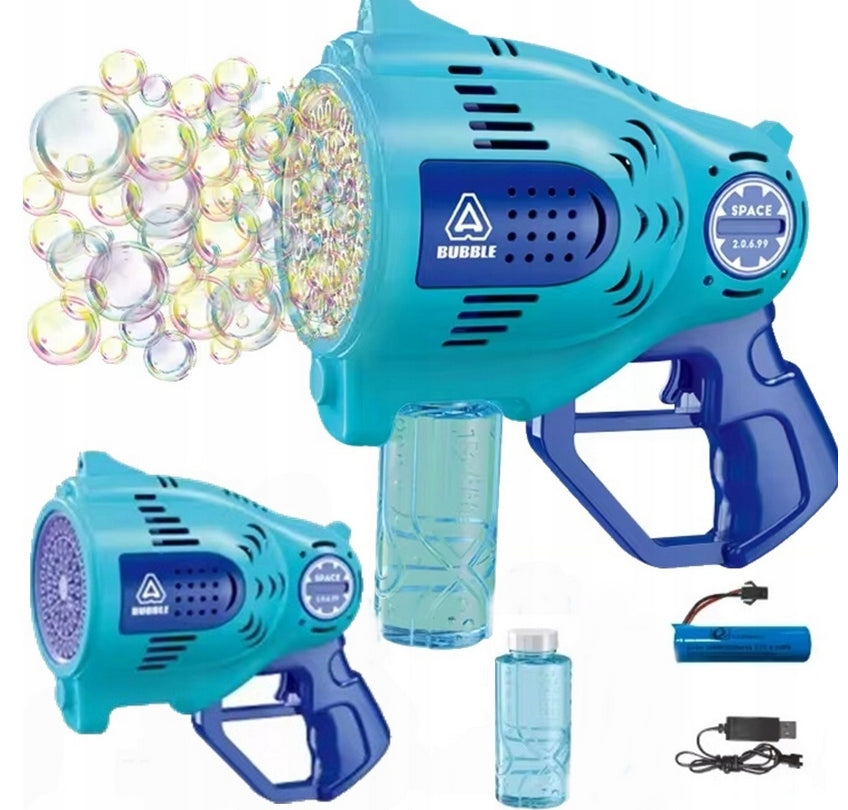 BUBBLE MACHINE GUN RECHARGEABLE LED BUBBLES- AUTOMATIC + LIQUID x 2 -VIDEO Brand Leopard