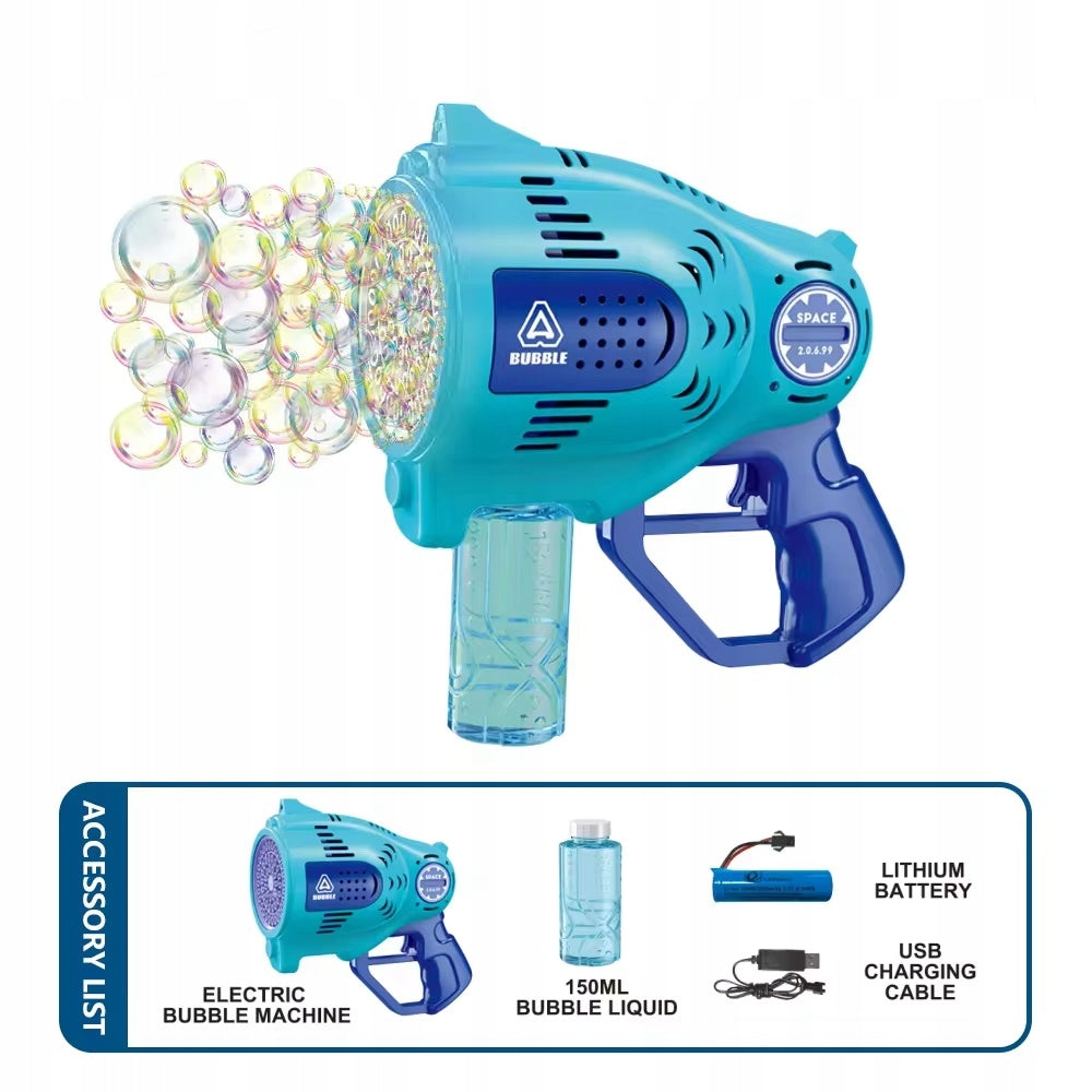 BUBBLE MACHINE GUN RECHARGEABLE LED BUBBLES- AUTOMATIC + LIQUID x 2 -VIDEO Manufacturer code 3000