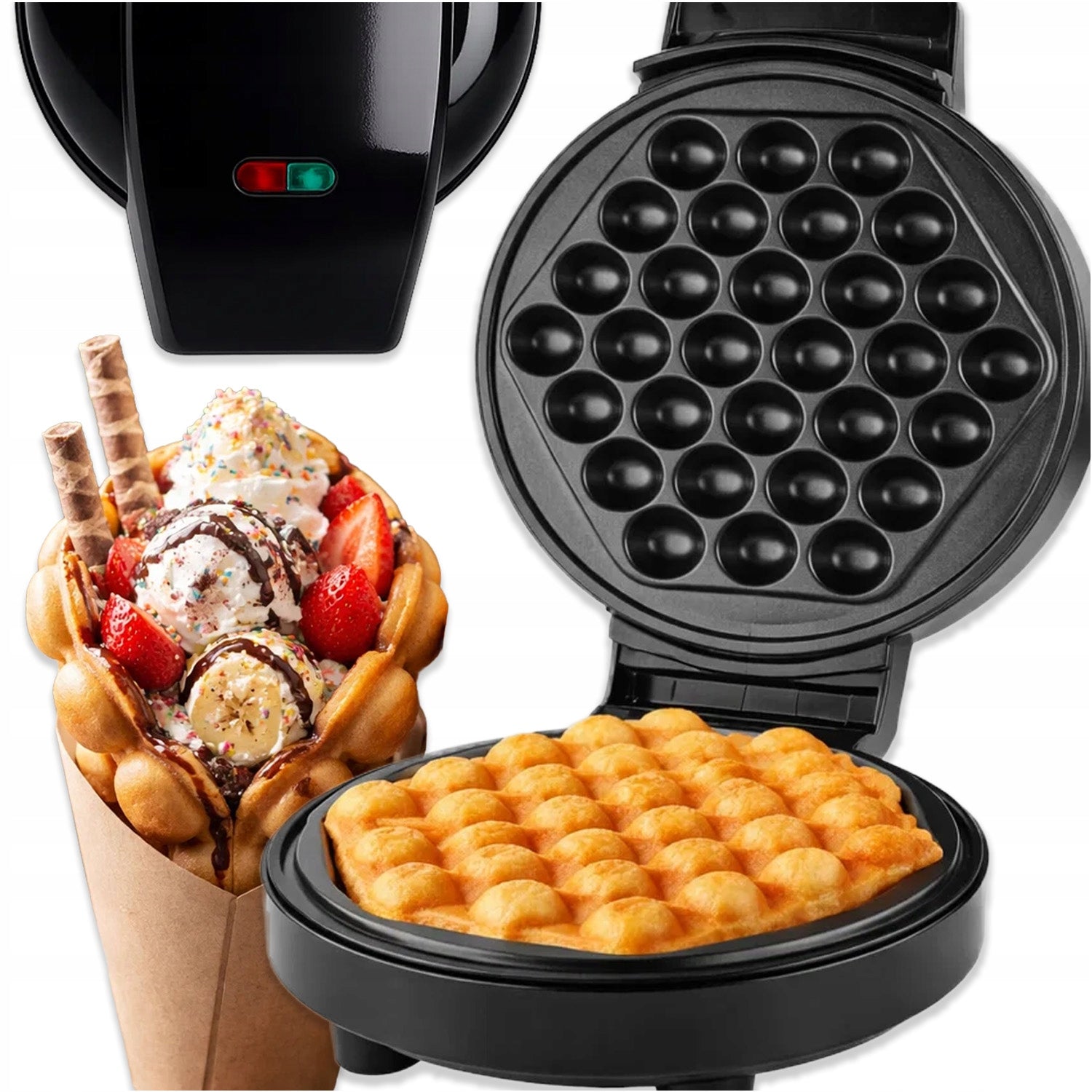 BUBBLE WAFFLE MAKER 700W CRUNCHY WAFFLES NONSTICK COATING