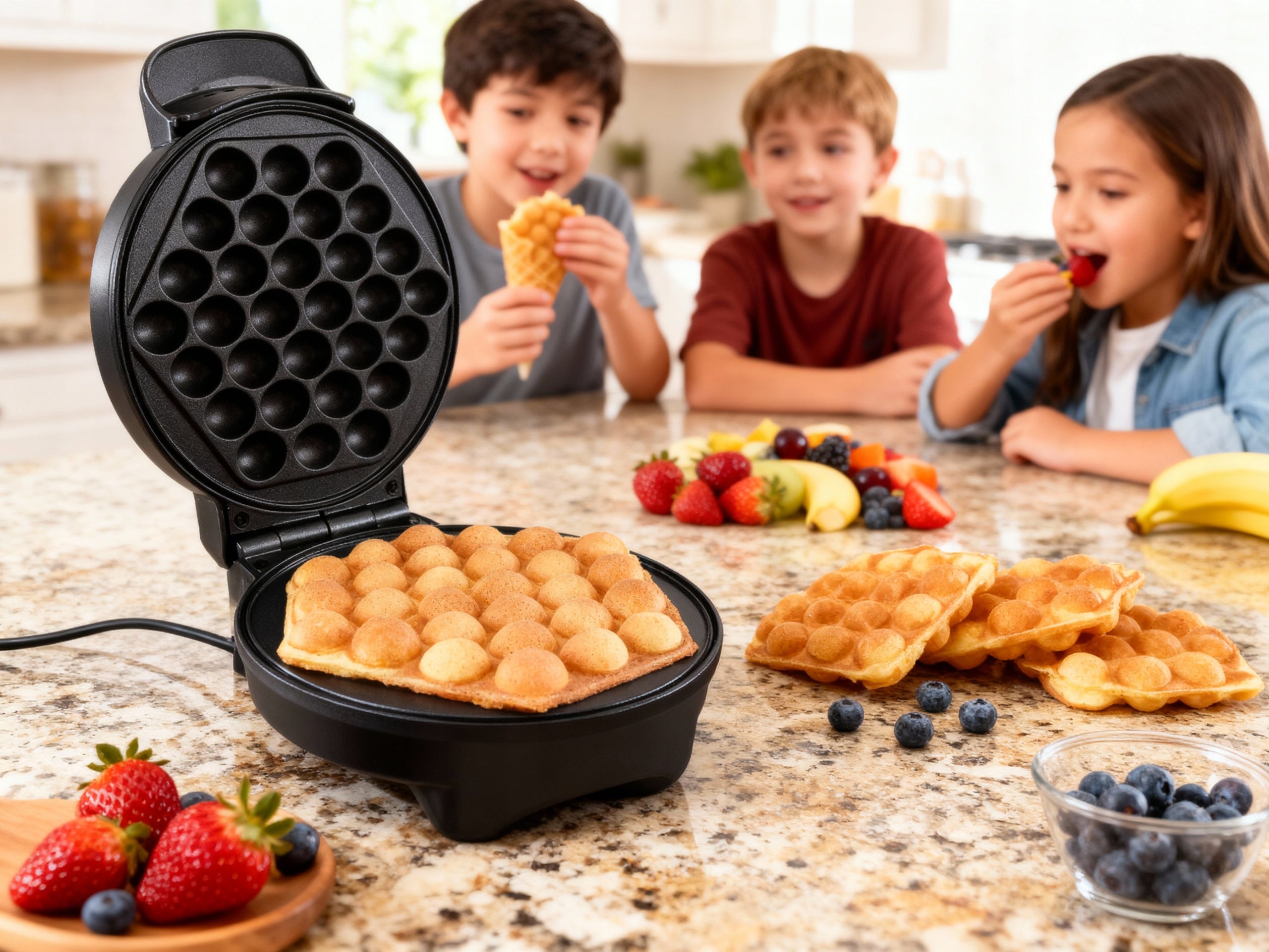 BUBBLE WAFFLE MAKER 850W BUBBLE WAFFLE EGGPUFFS CRISPY WAFFLES LIKE FROM A BOOTH Model Bąbelkowa EGG Puffs
