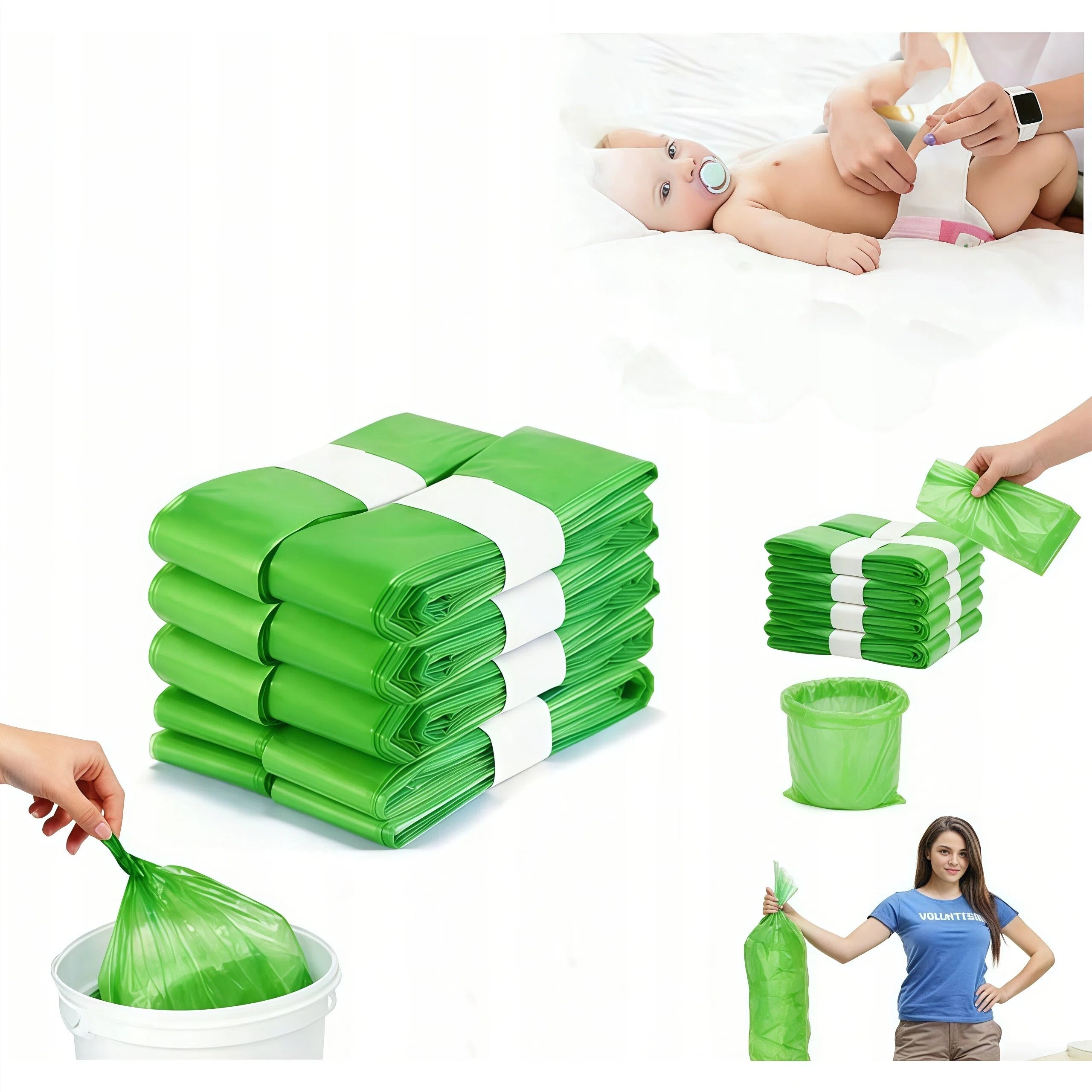 BUCKET DIAPER BASKET BAGS ANTIBACTERIAL COMPATIBLE DURABLE X12