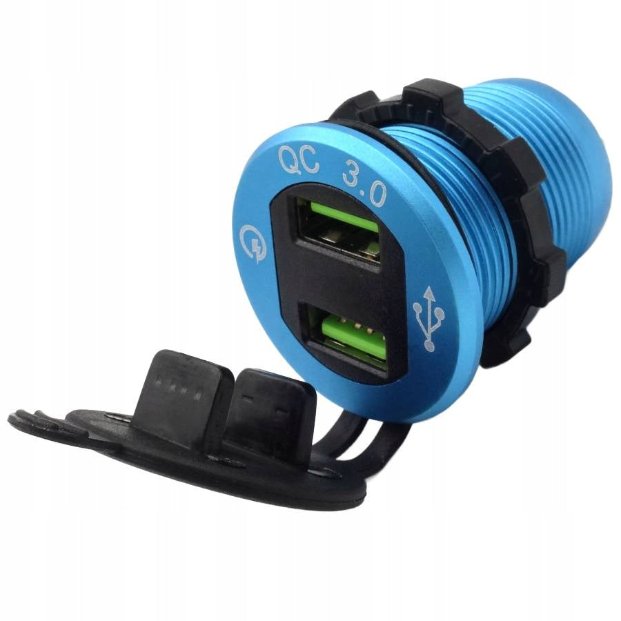 BUILT-IN CAR CHARGER USB QC 3.0 12V 24V BLUE LED Manufacturer code 40747