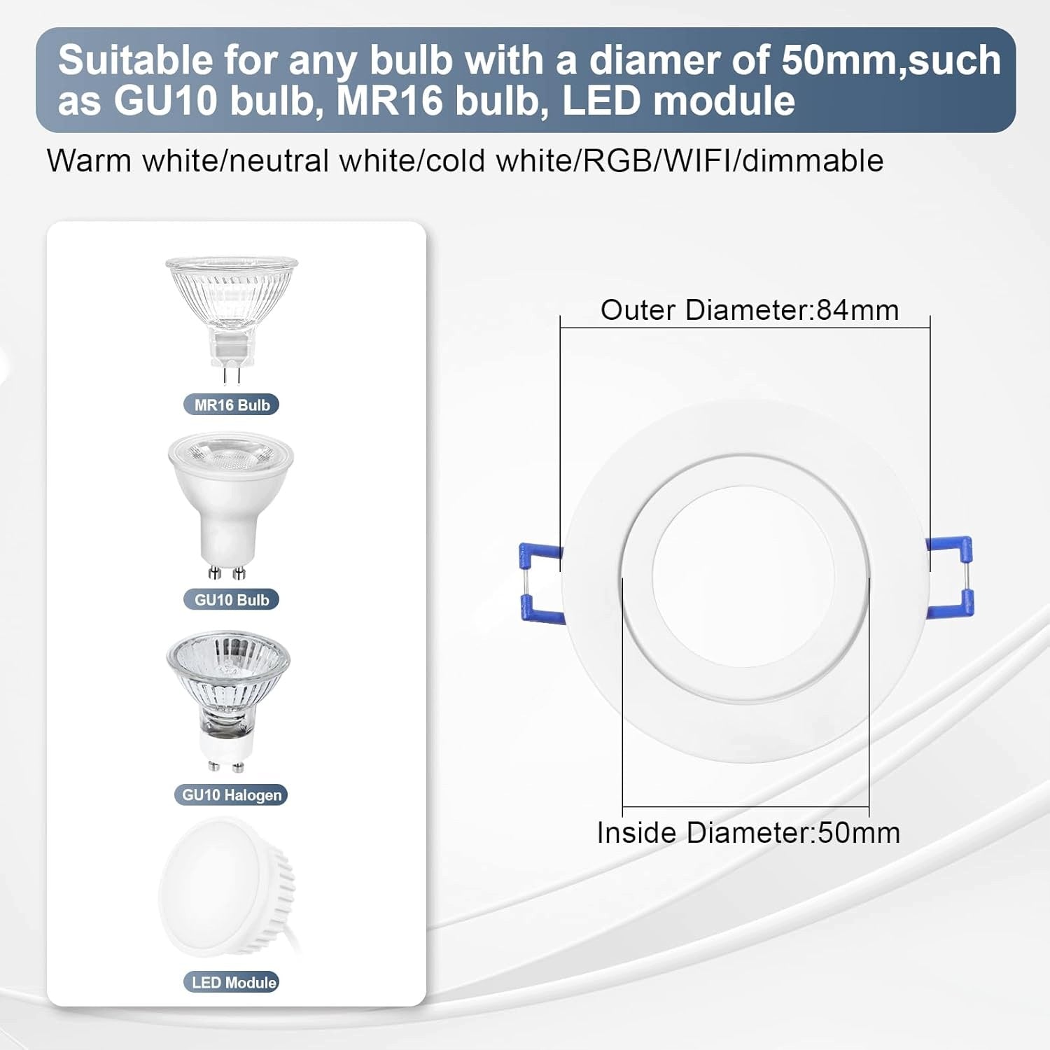 BUILT-IN GU10 LED LAMPS WATERPROOF IP44 6 PIECES ROUND ALUMINUM Manufacturer code grec-1689