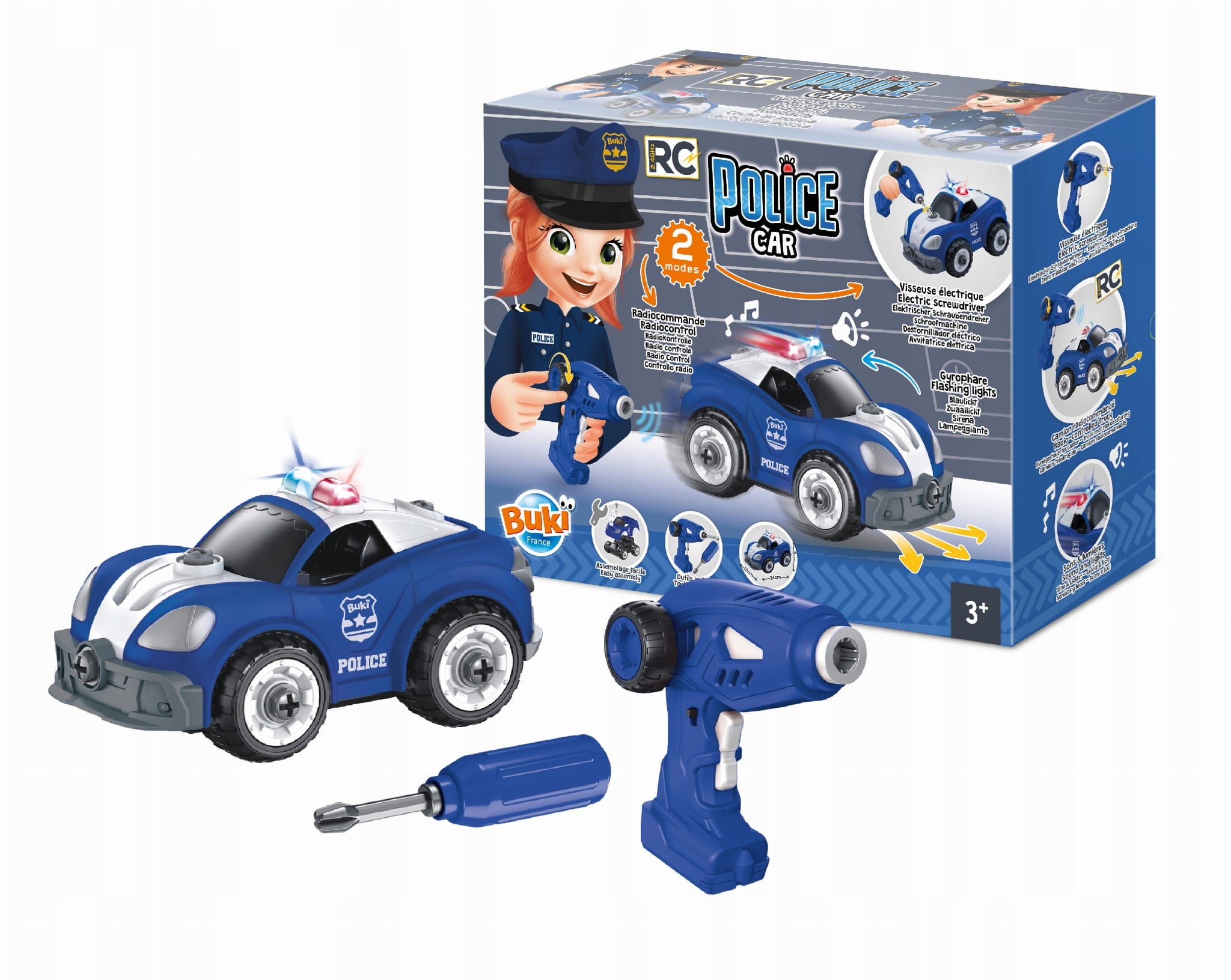 BUKI - police car for turning - remote controlled - police, police car Brand Buki
