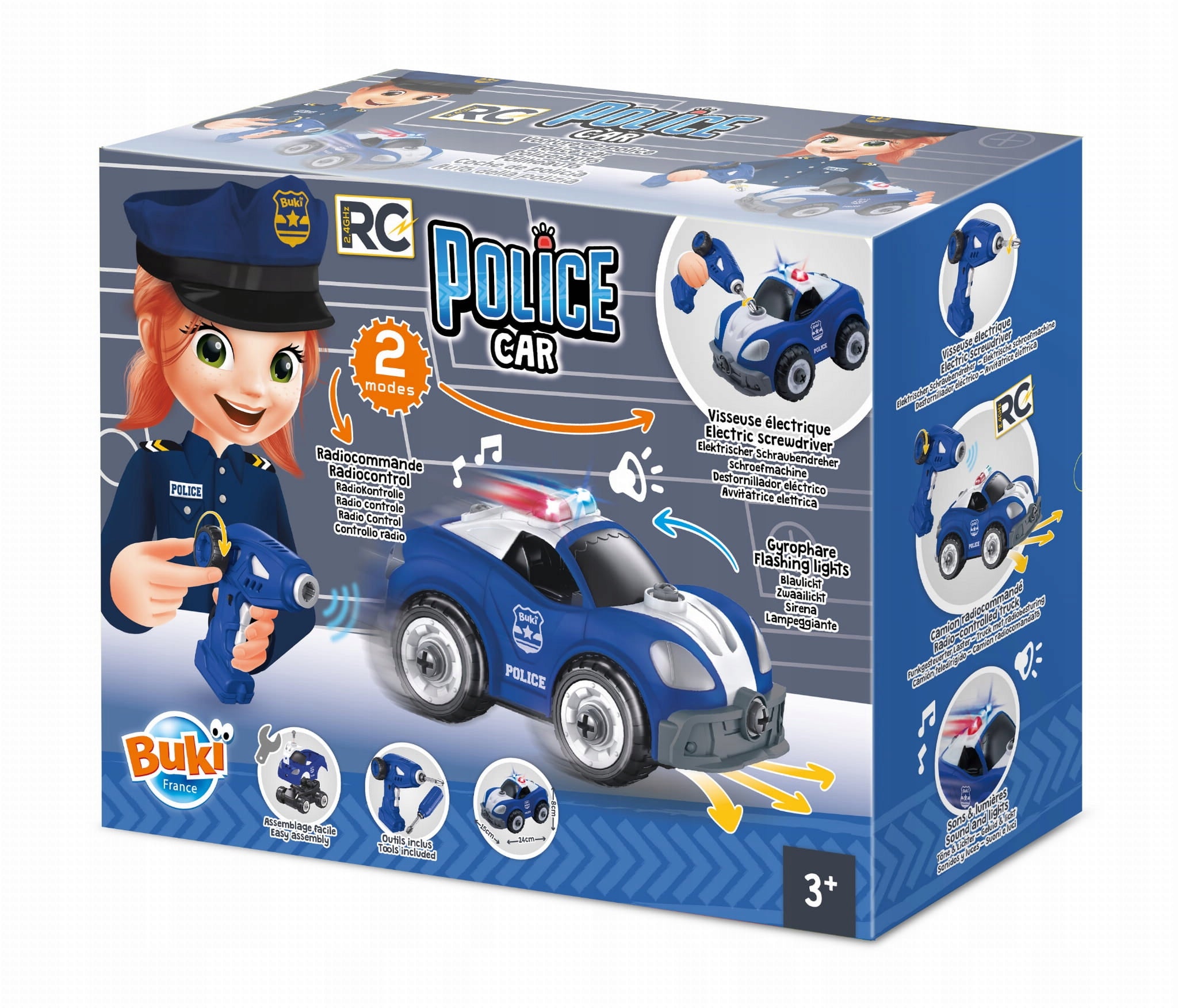 BUKI - police car for turning - remote controlled - police, police car