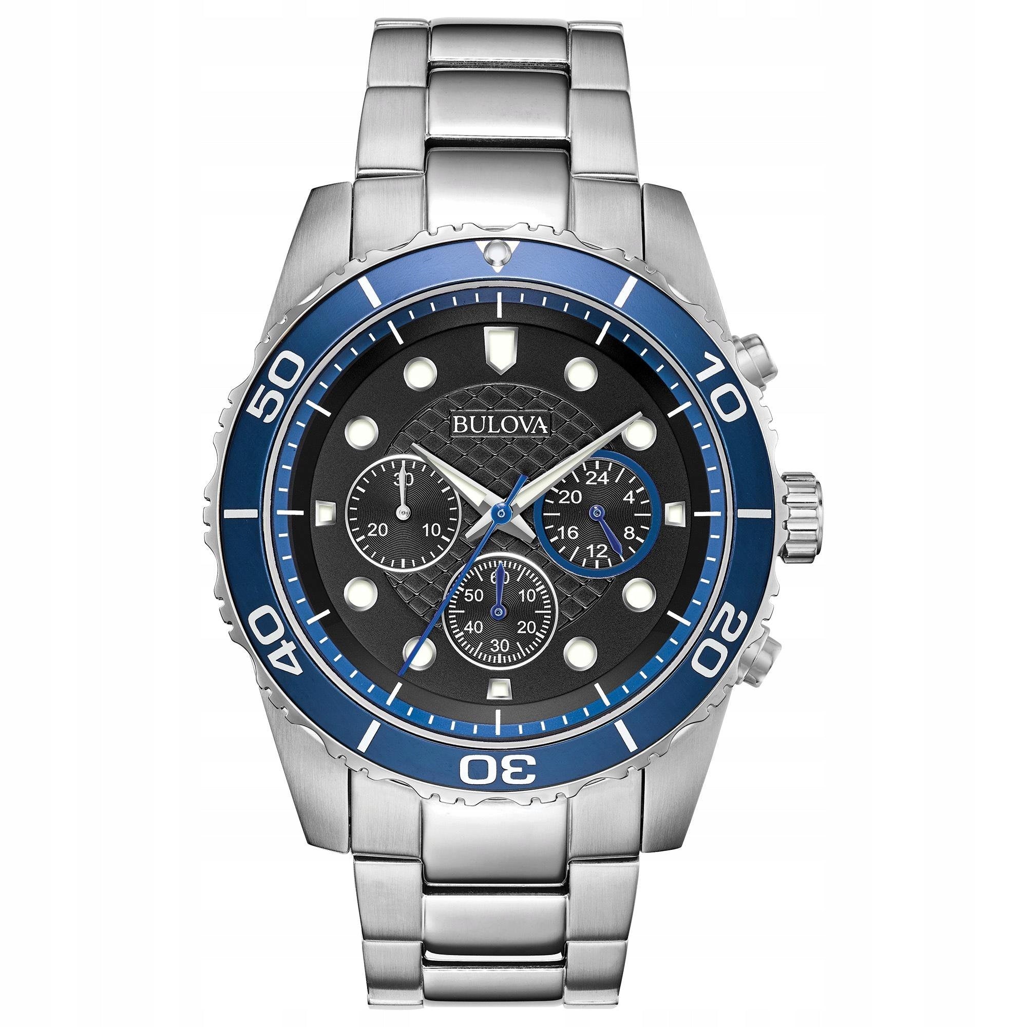 BULOVA CHRONOGRAPH MEN'S WATCH 98A212 SILVER 100M