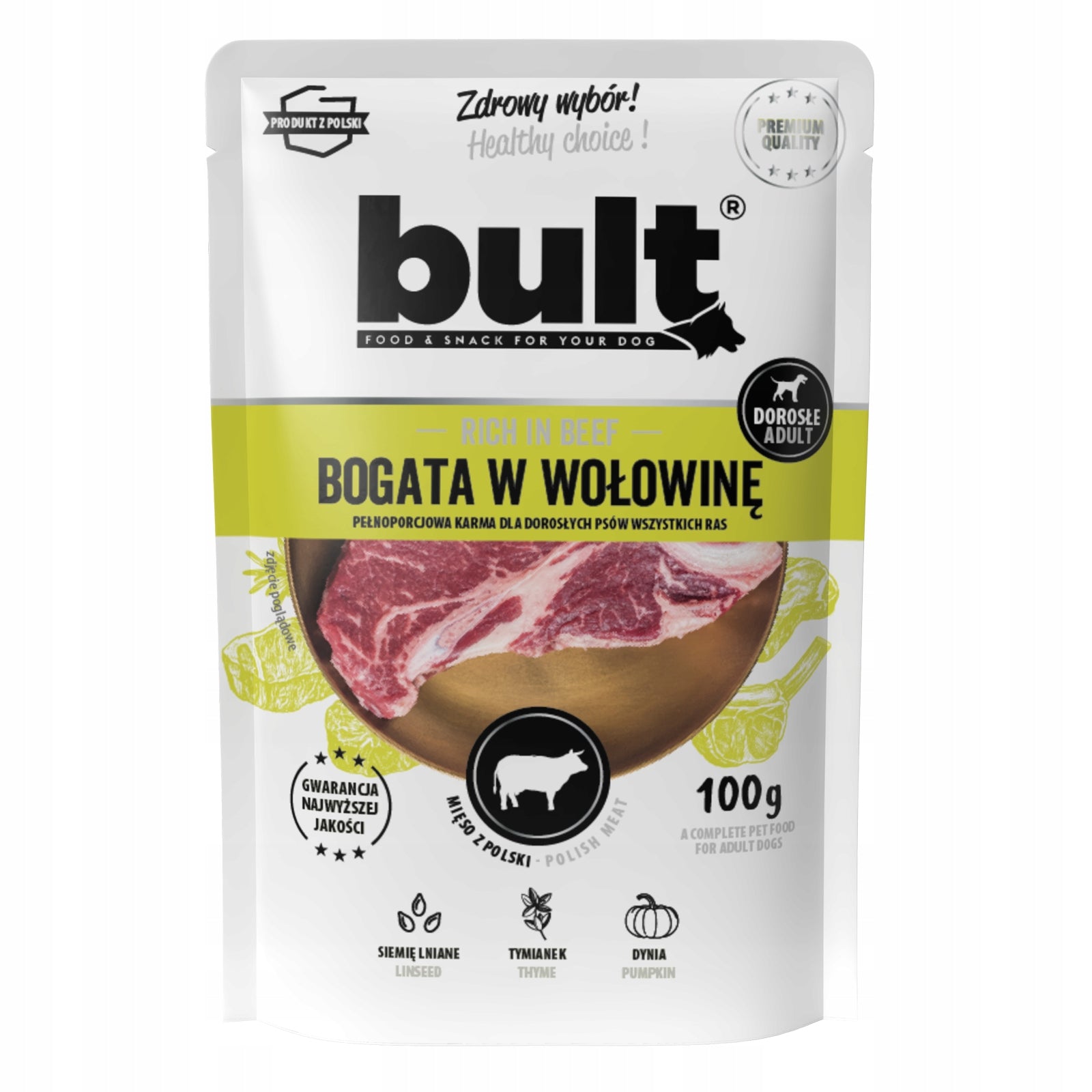 BULT DOG FOOD NATURAL BEEF COMPLETE SACHETS 10X100G Brand Bult
