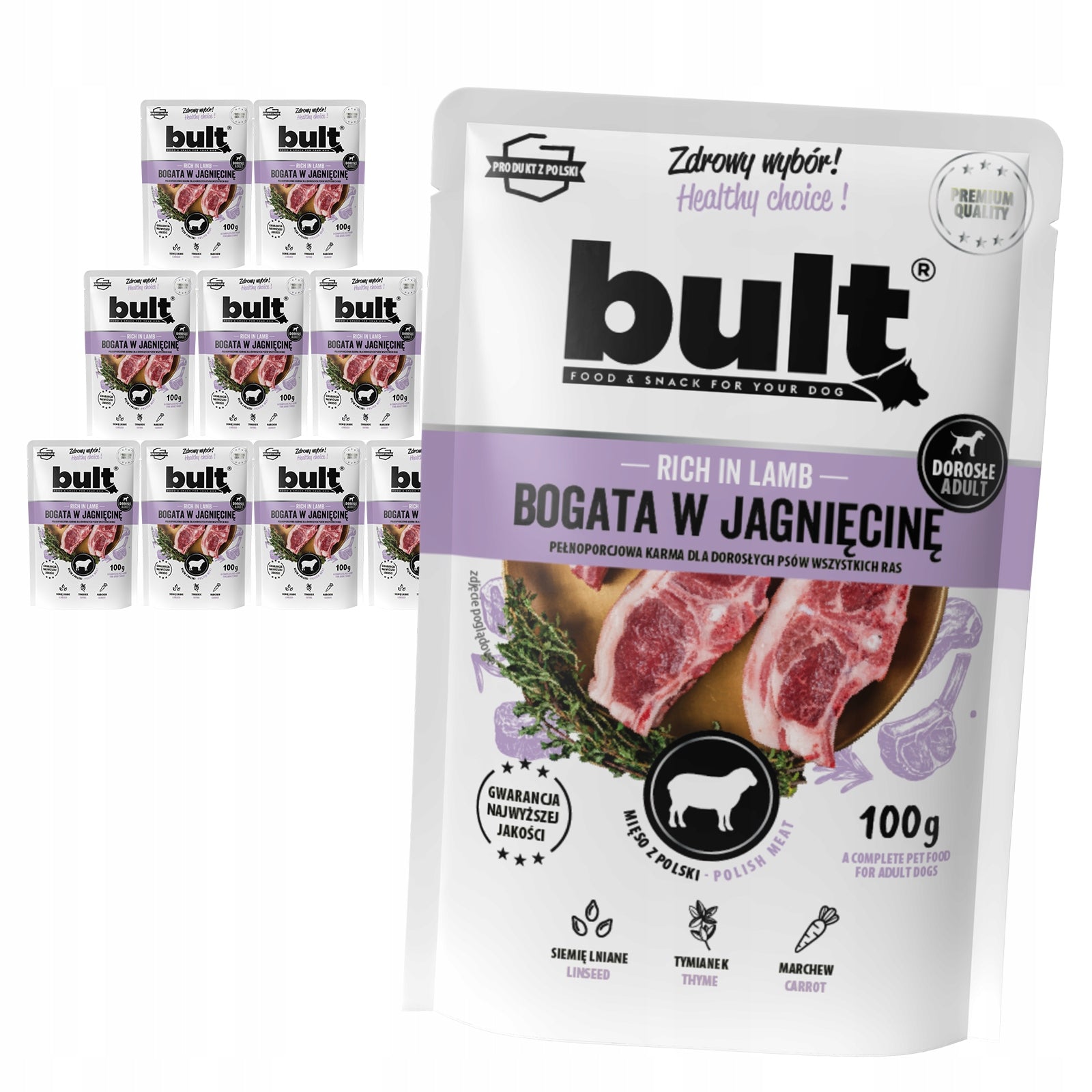 BULT DOG FOOD NATURAL LAMB COMPLETE SACHETS 10X100G