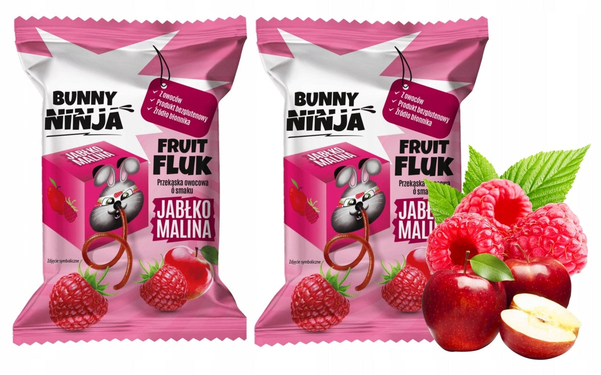 BUNNY NINJA Fruit Snack APPLE RASPBERRY Fruit Fluk 15g x2