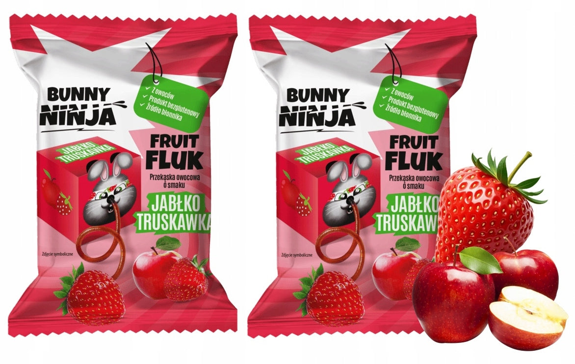 BUNNY NINJA Fruit Snack APPLE STRAWBERRY Fruit Fluk 15g x2