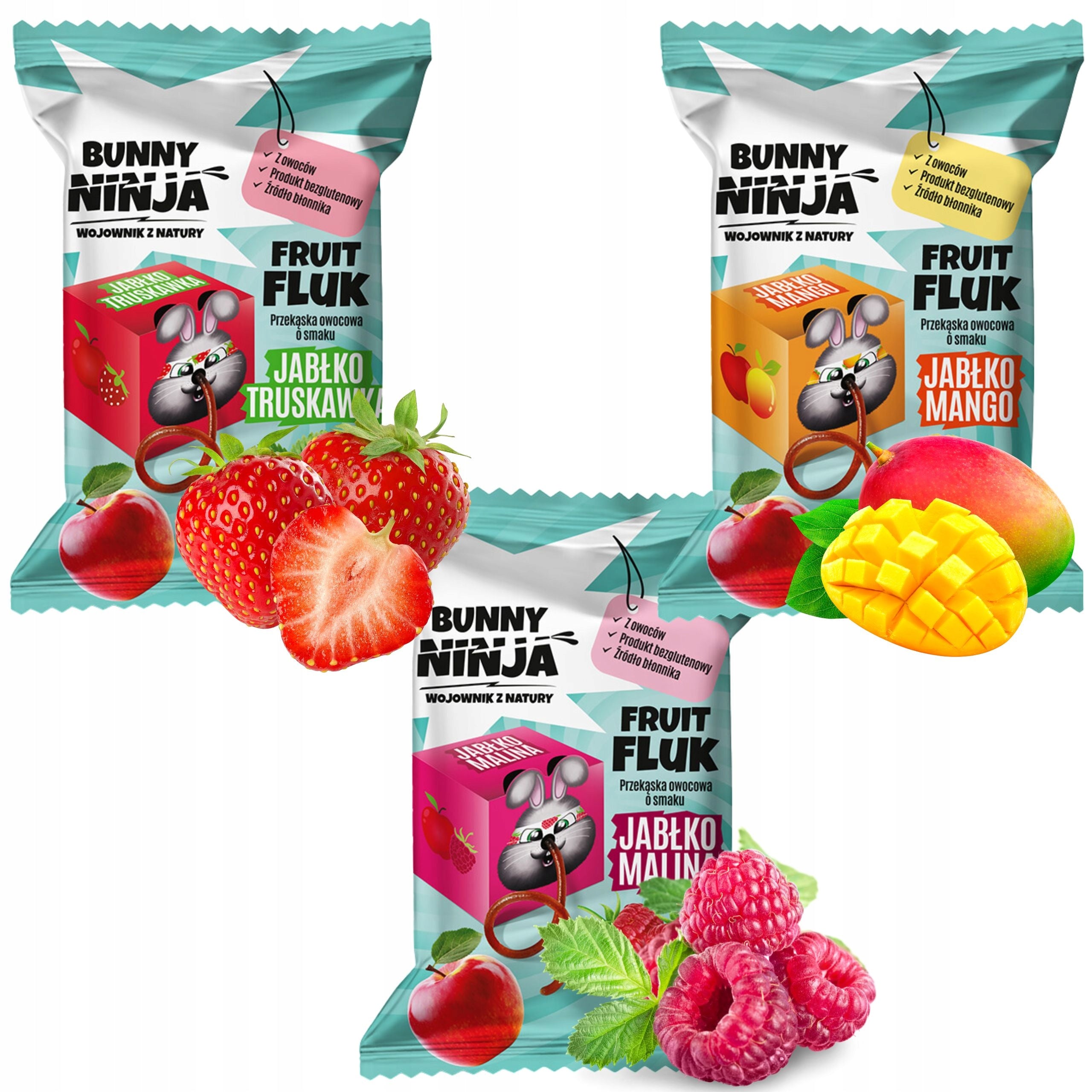 BUNNY healthy fruit snack FRUIT FLUK string without sugar MIX FLAVORS 3x