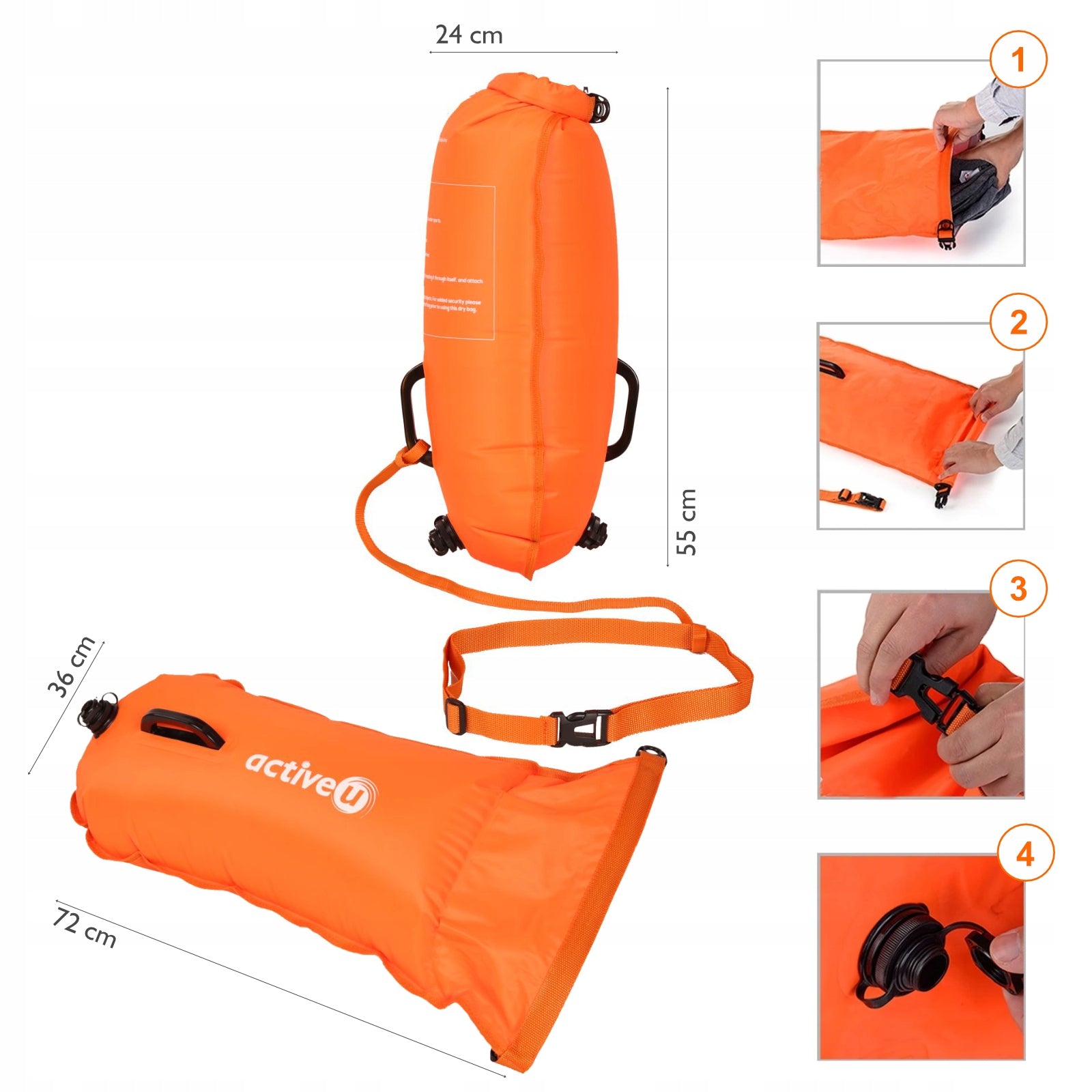 BUOY FOR SWIMMING BUOY SAFETY SWIMMING DRY POCKET AND WHISTLE Length 72 cm