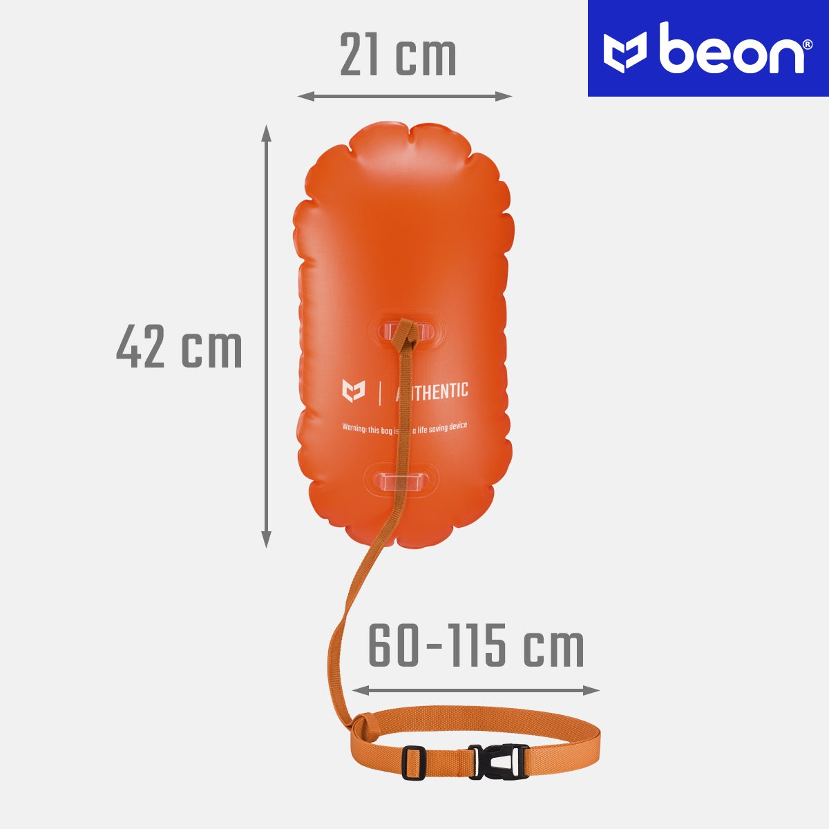 BUOY FOR SWIMMING SAFETY BUOY TRIATHLON INFLATABLE FOR SWIMMING BEON Length 42 cm