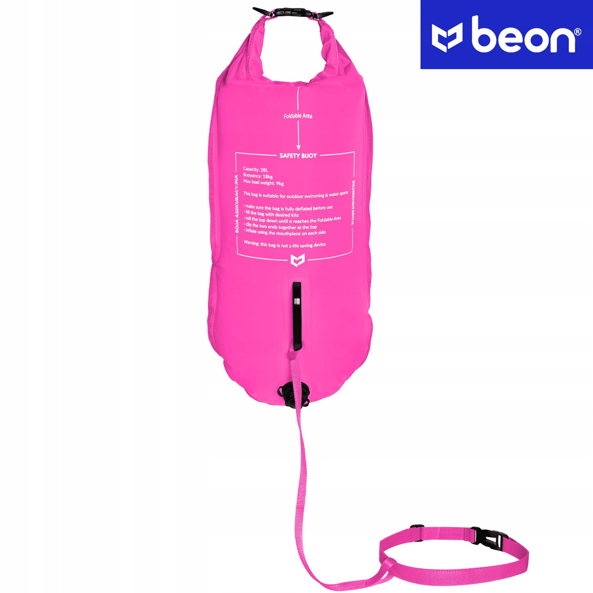 BUOY FOR SWIMMING SAFETY BUOY TRIATHLON TWO-CHAMBER PINK BEON Manufacturer code 5904107773599