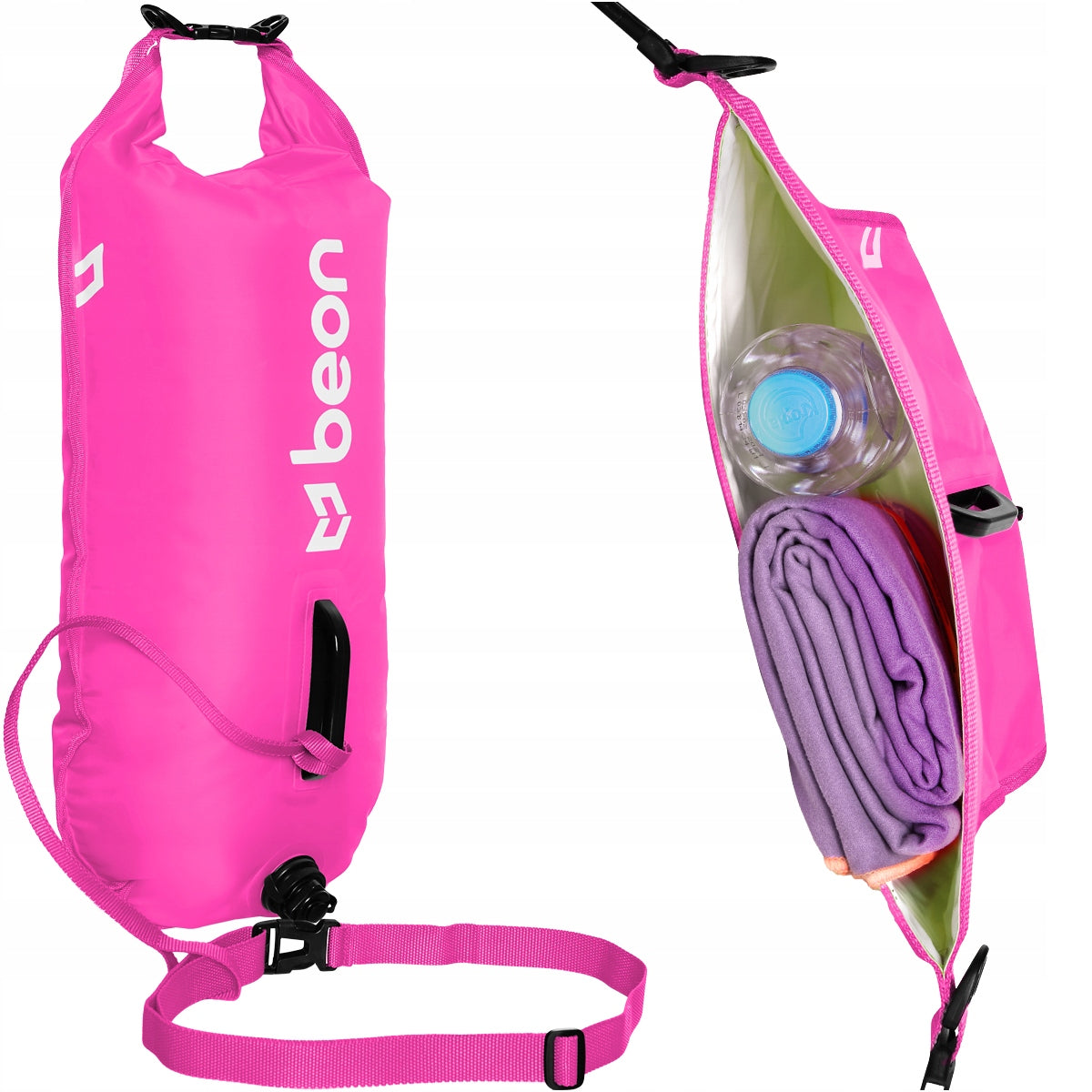 BUOY FOR SWIMMING SAFETY BUOY TRIATHLON TWO-CHAMBER PINK BEON