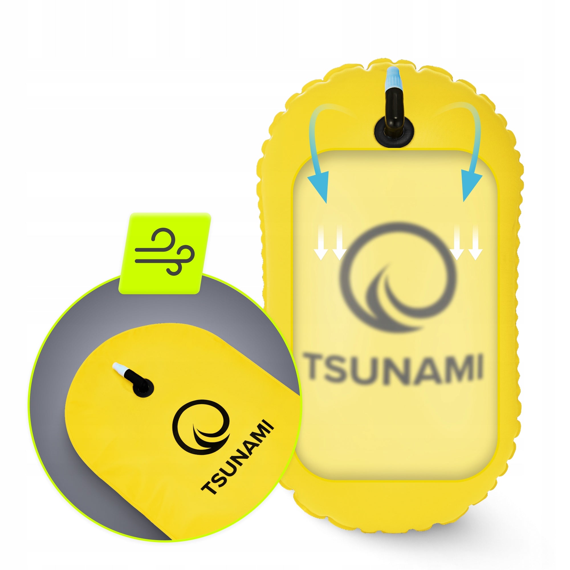 BUOY SAFETY BUOY FOR SWIMMING INFLATABLE DRY POCKET TSUNAMI BASIC Model Bojka asekuracyjna BASIC żółta