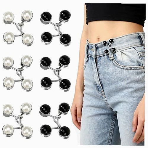 BUTTONS FOR TROUSERS PEARL BLACK WHITE WITHOUT SEWING SET OF 6 METAL