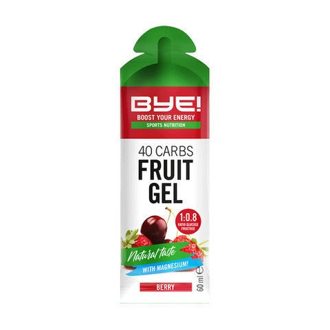 BYE! 40 Carbs Fruit Gel - 60 ml (berry) high energy gel with magnesium