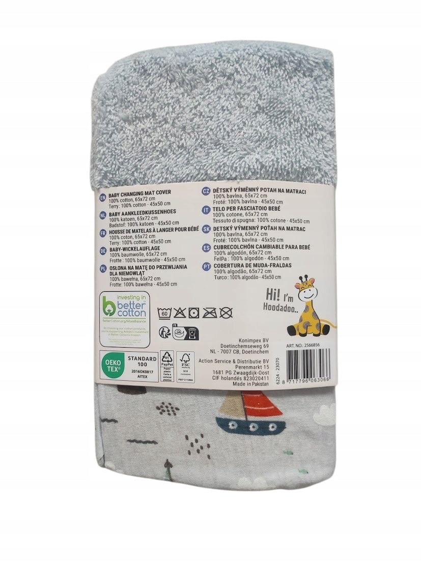 Baby Changing Mat Cover 65x72 cm 100% Cotton Blue Manufacturer code 2566856