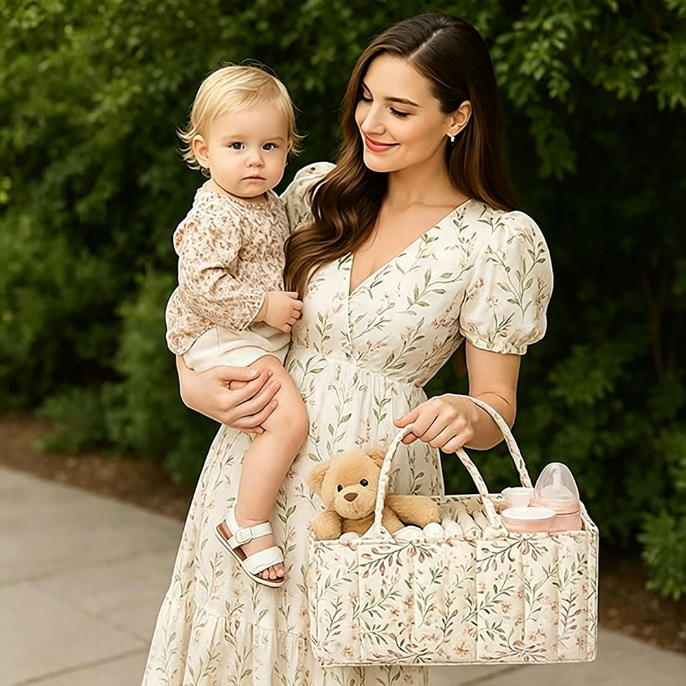 Baby Diaper Organizer, Diaper Bag with Handle, Floral Brand no brand